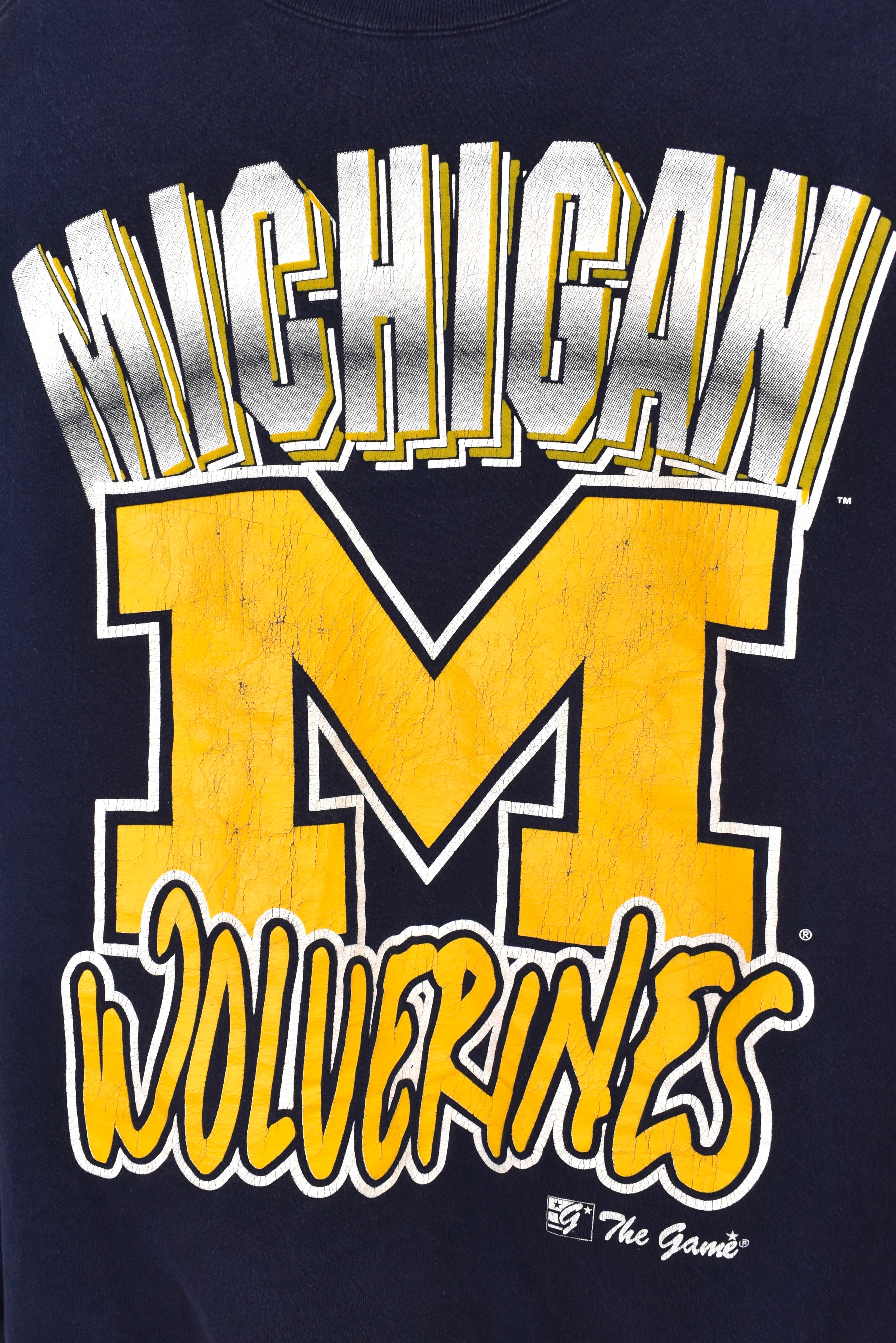 Vintage University of Michigan sweatshirt, navy Wolverines graphic crewneck - XL