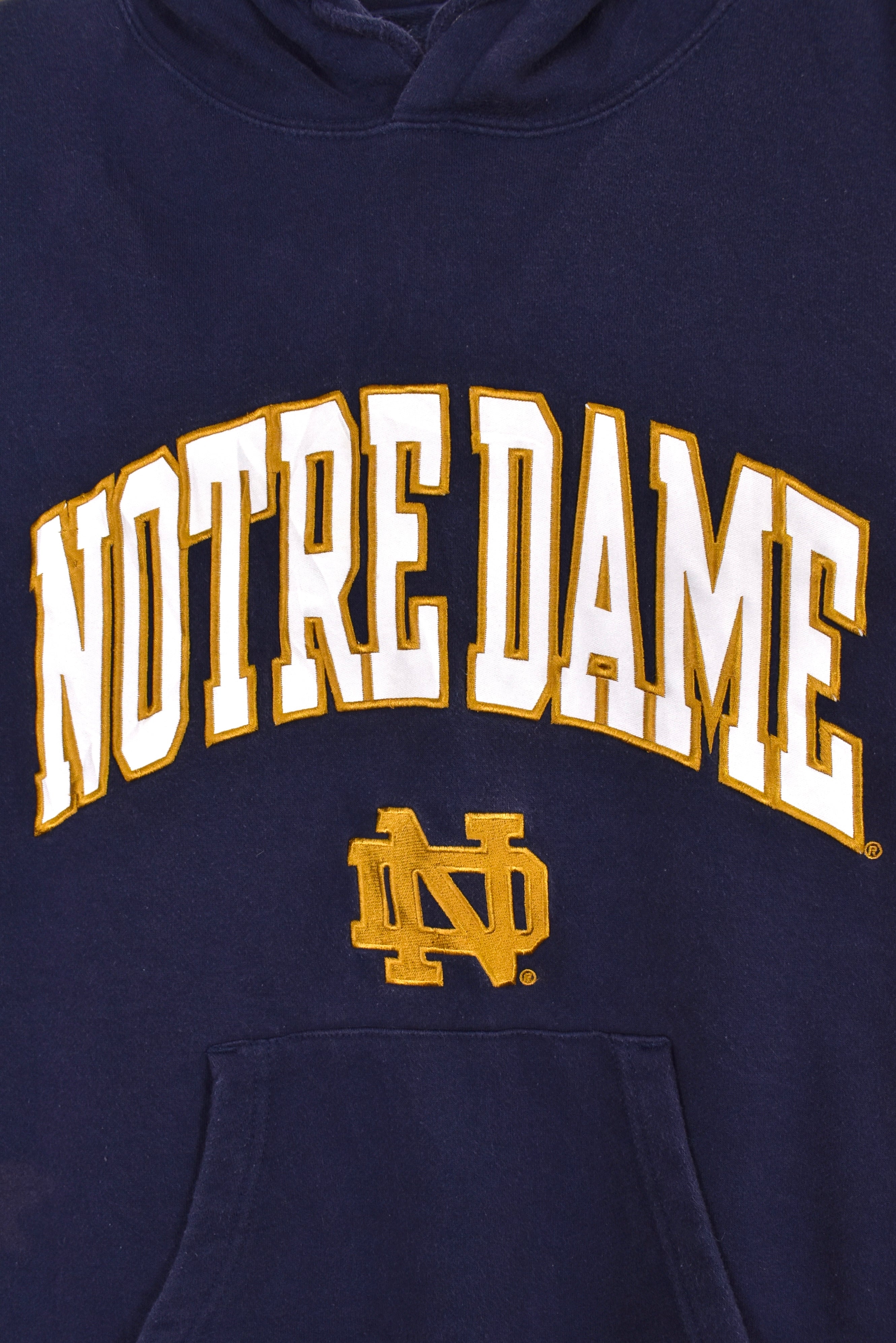 Vintage University of Notre Dame hoodie navy embroidered sweatshirt Large