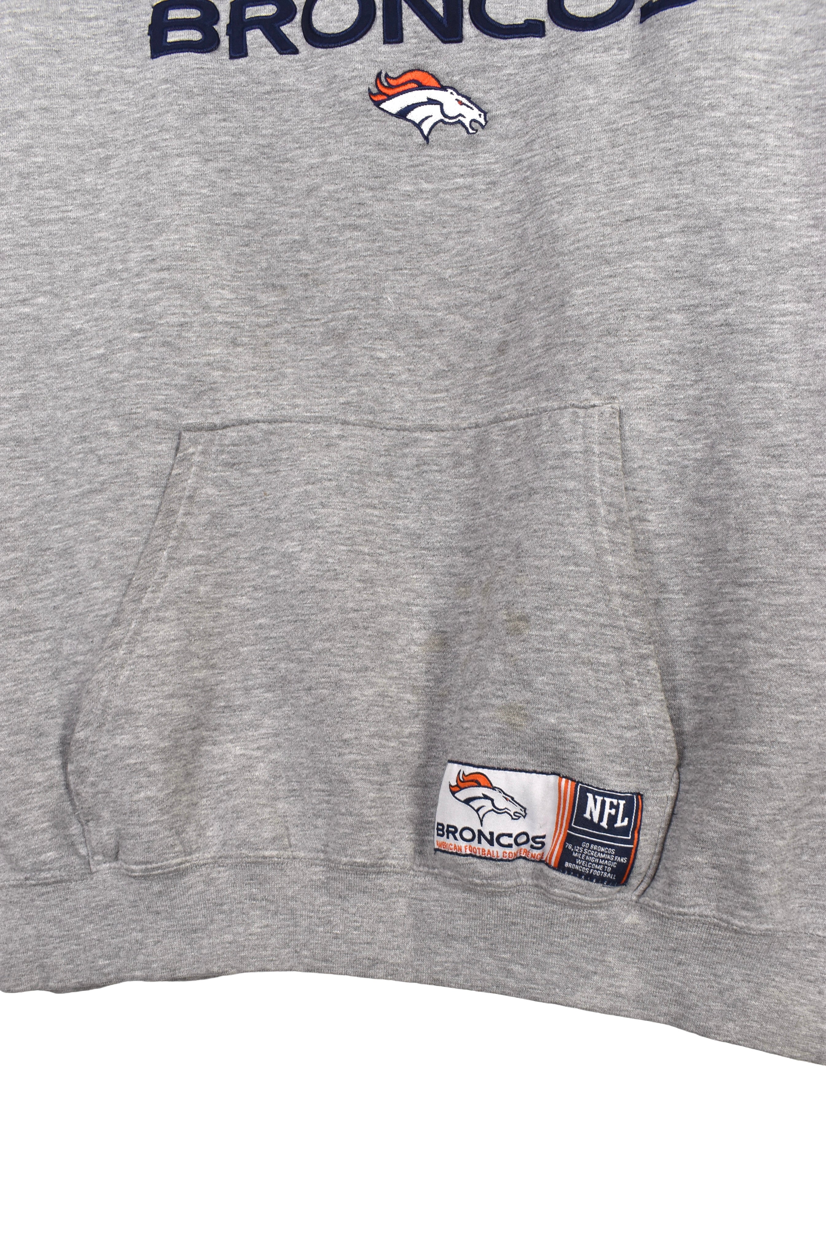 Vintage Denver Broncos hoodie (XL), grey NFL embroidered sweatshirt