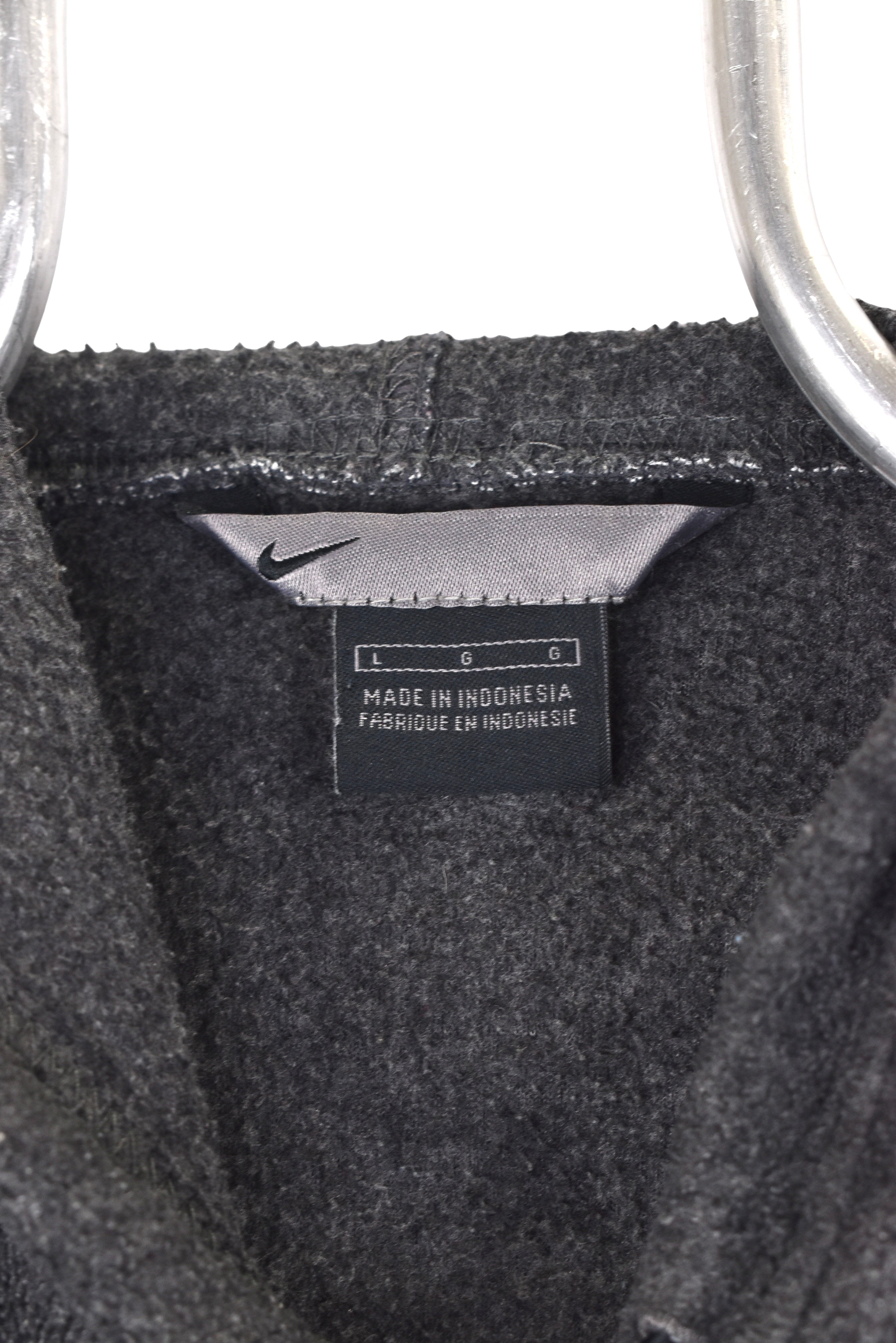 Vintage Nike hoodie, black embroidered fleece sweatshirt - XL