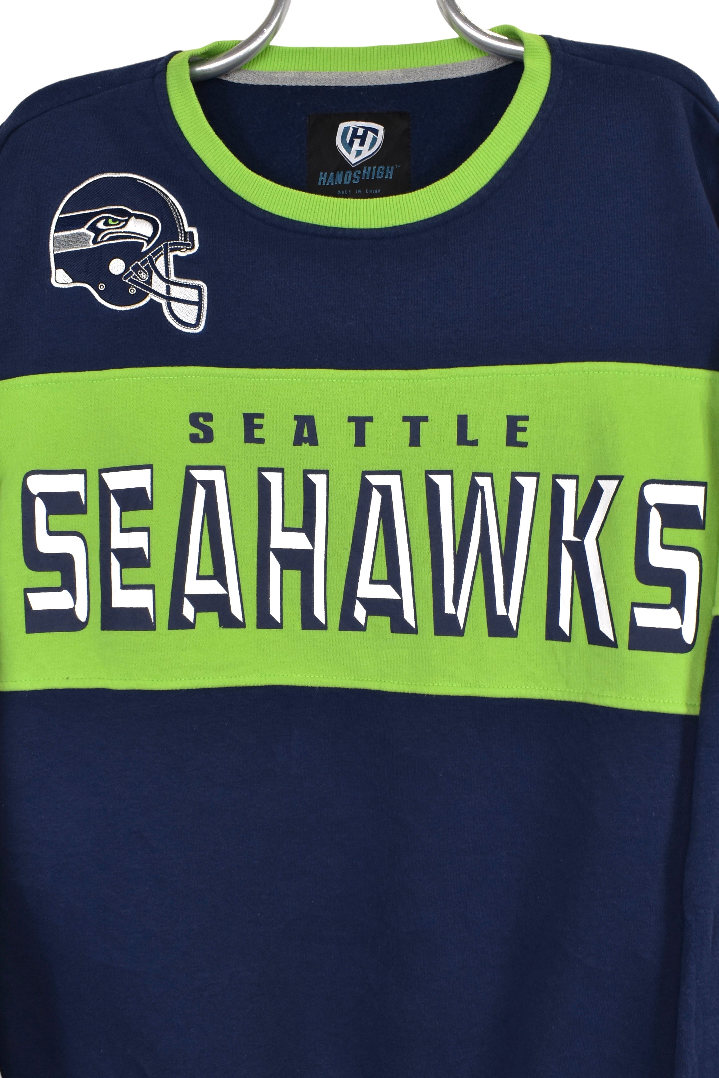 Vintage Seattle Seahawks sweatshirt, navy blue NFL graphic crewneck - Large