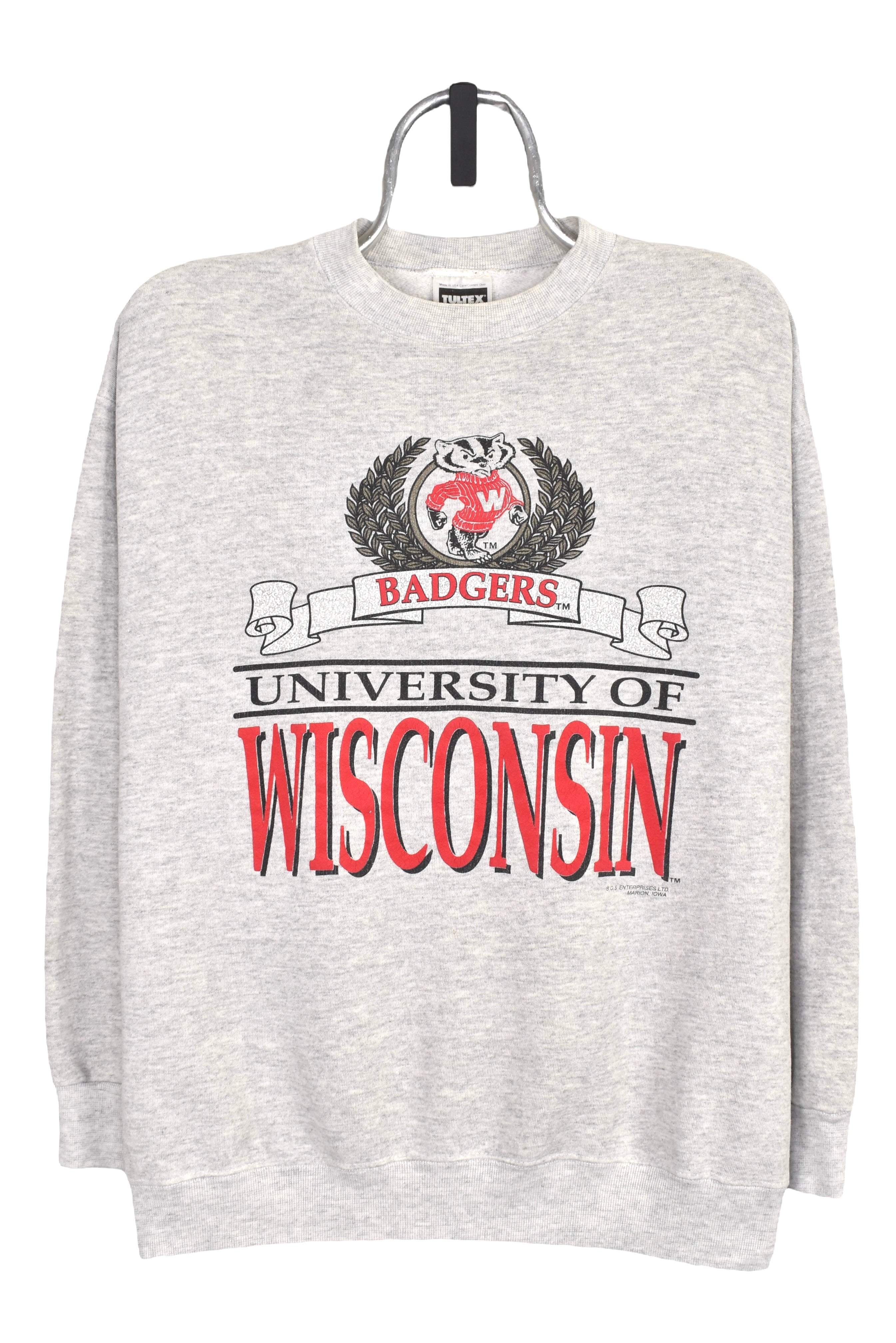 Vintage University of Wisconsin sweatshirt (L), grey graphic crewneck