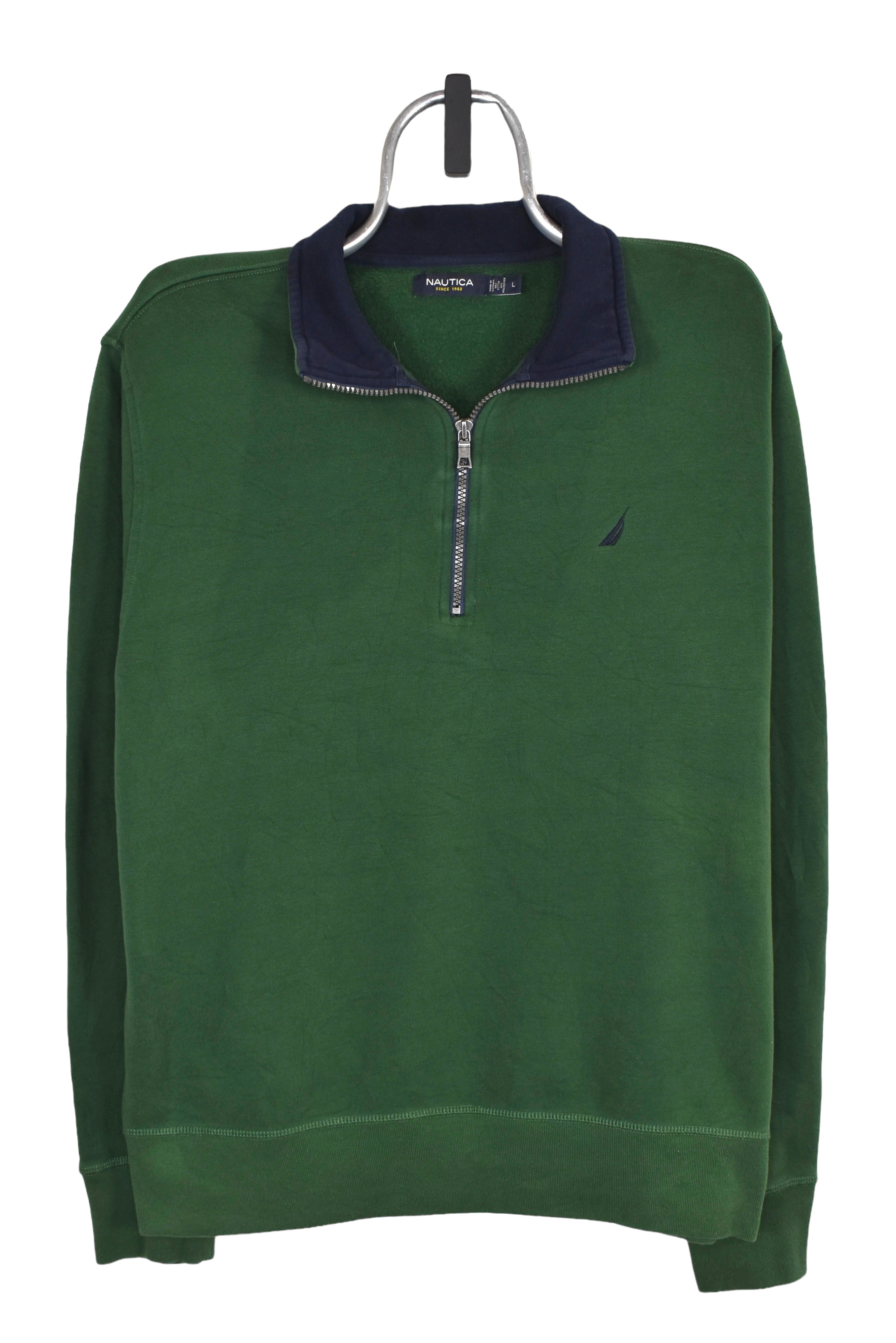 Vintage Nautica 1/4 zip (L), green embroidered sweatshirt