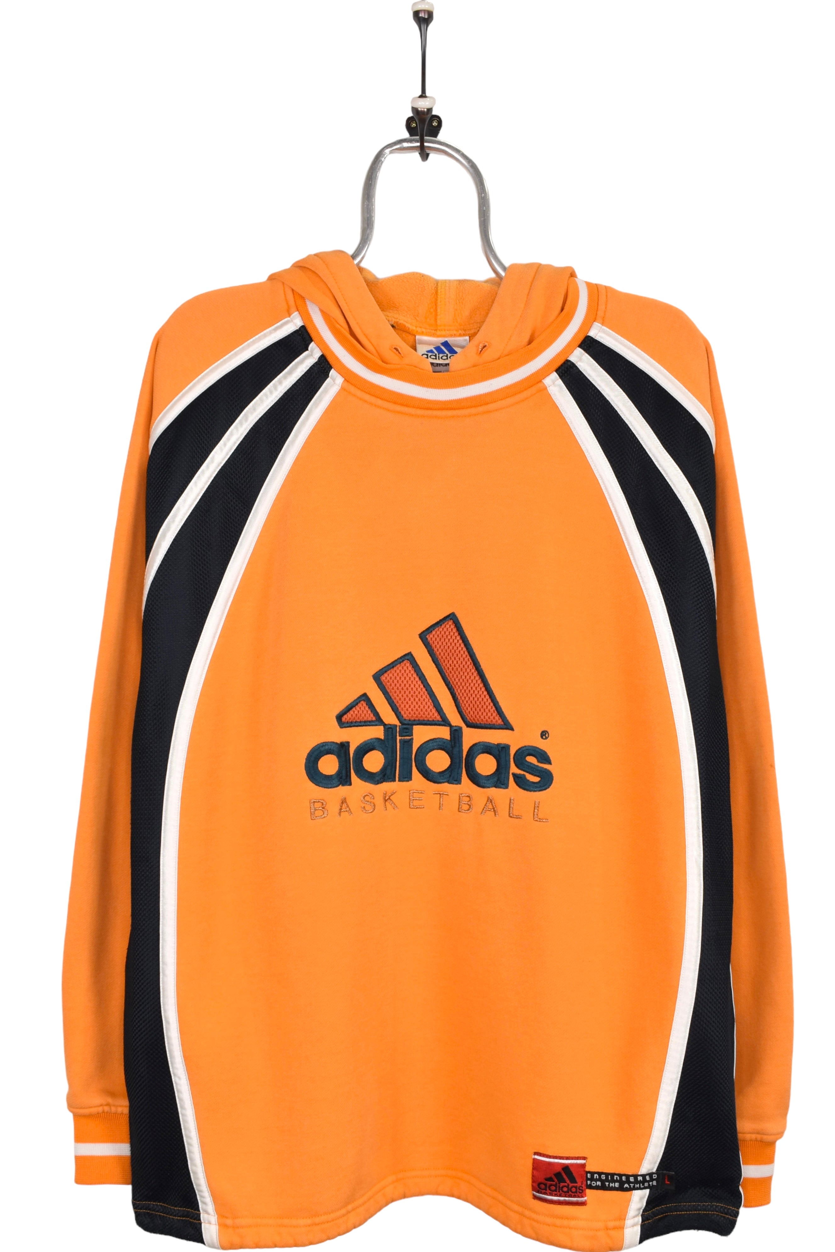 Vintage Adidas basketball hoodie, yellow embroidered sweatshirt - XL