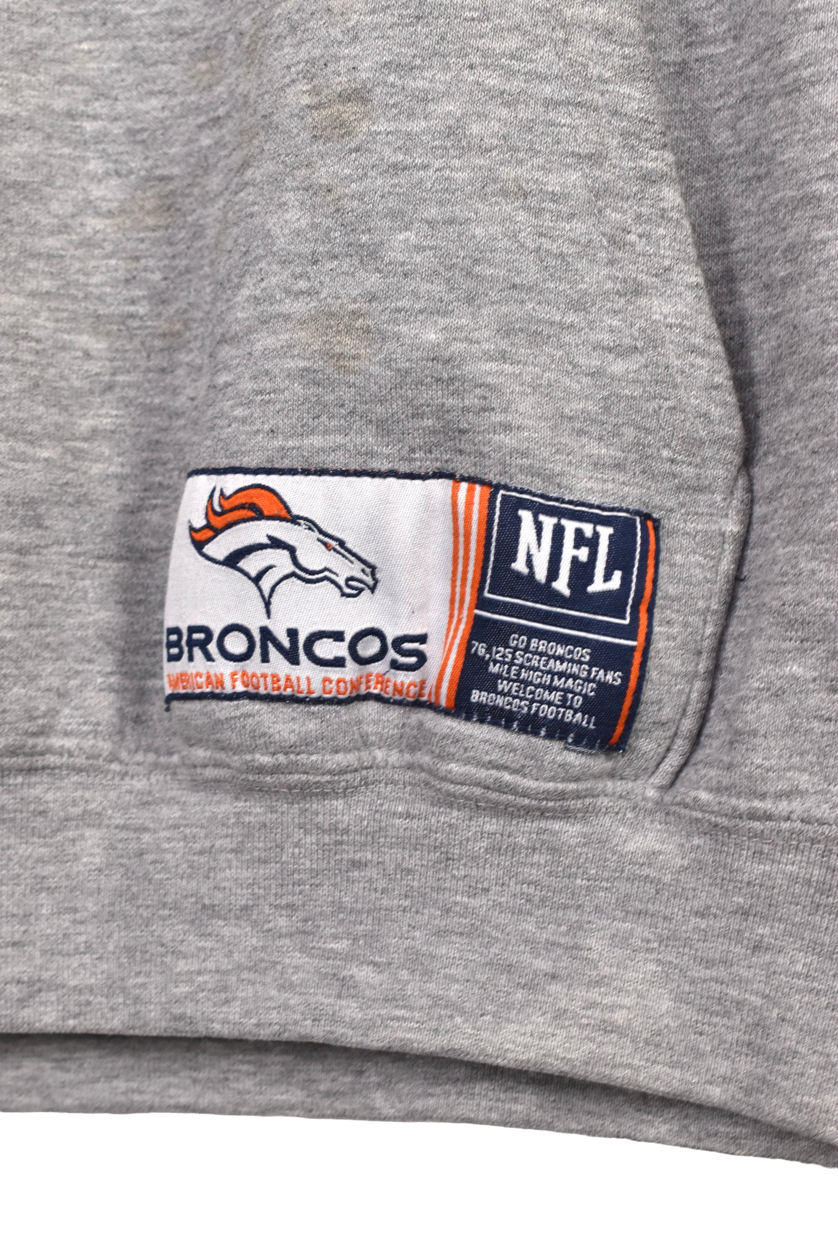 Vintage Denver Broncos hoodie (XL), grey NFL embroidered sweatshirt