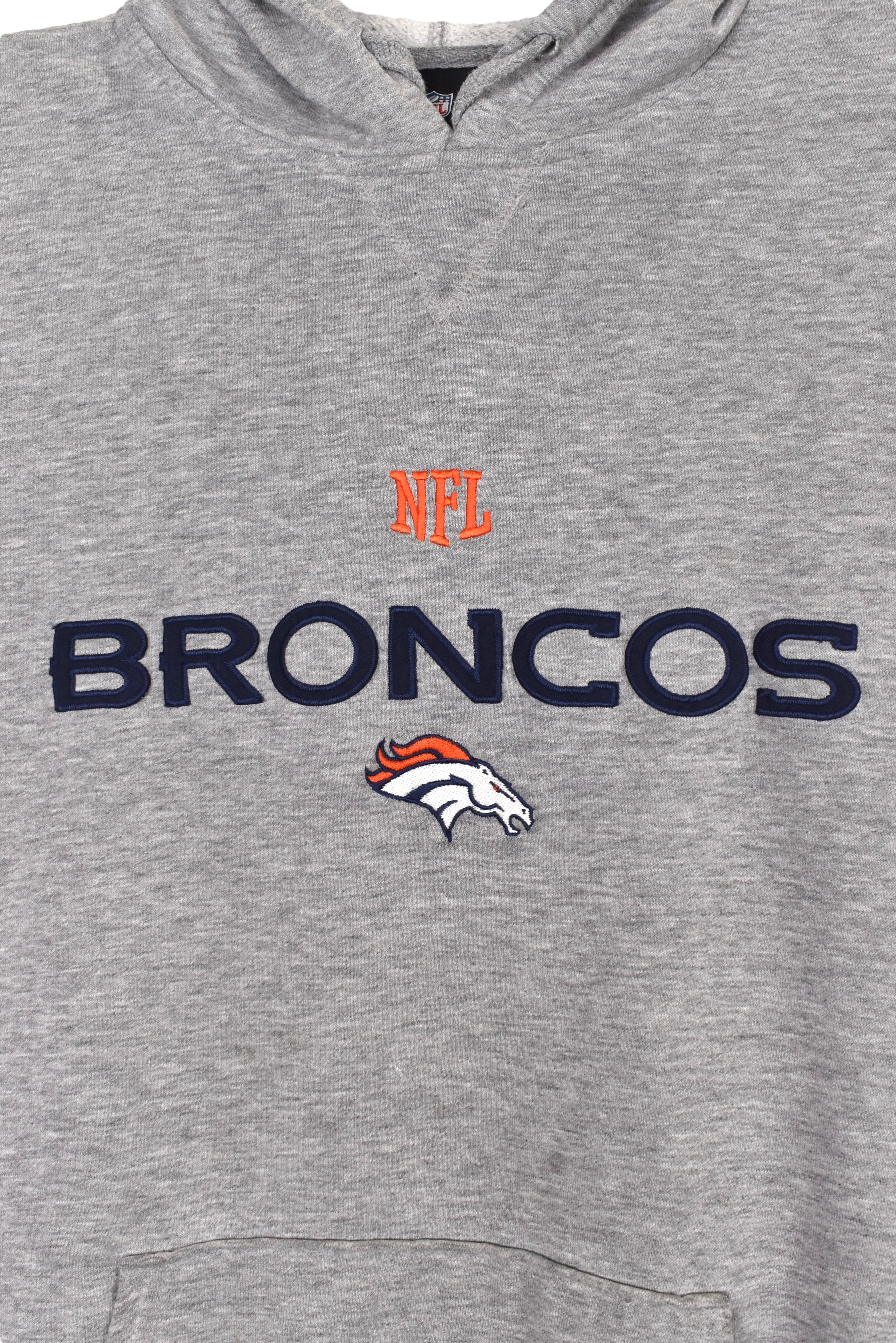 Vintage Denver Broncos hoodie (XL), grey NFL embroidered sweatshirt
