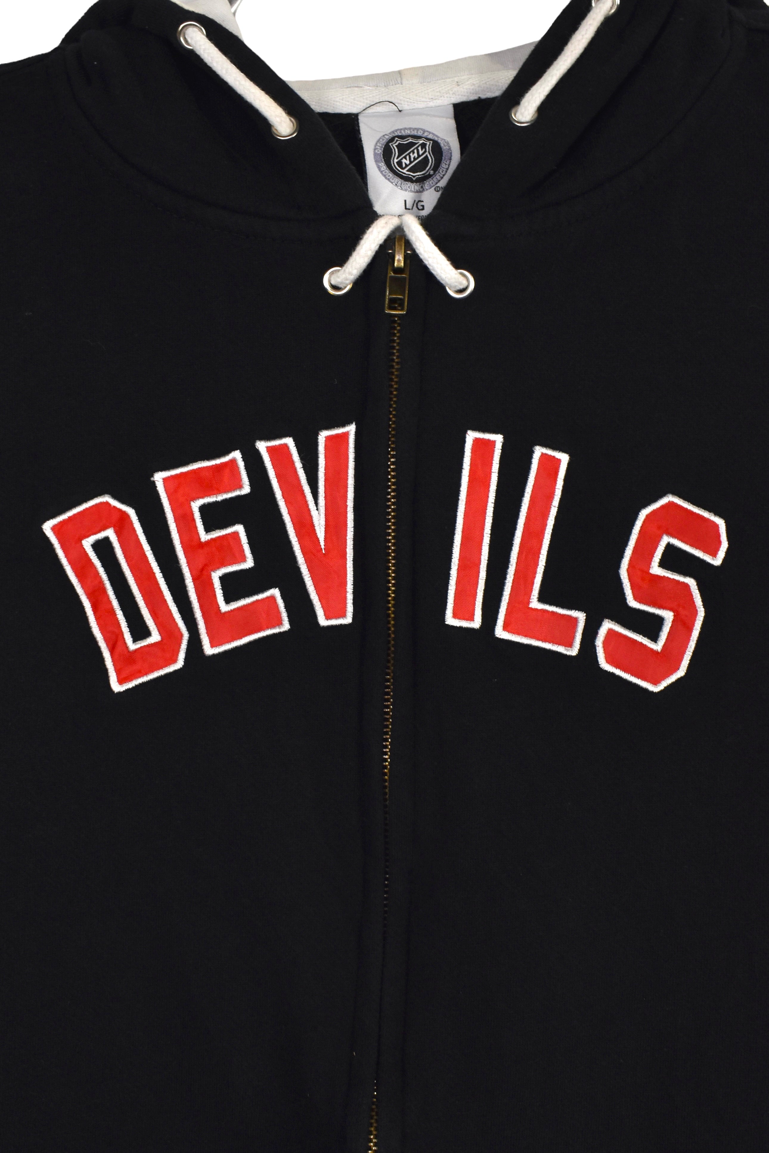 Vintage New Jersey Devils hoodie (L), black NHL embroidered sweatshirt