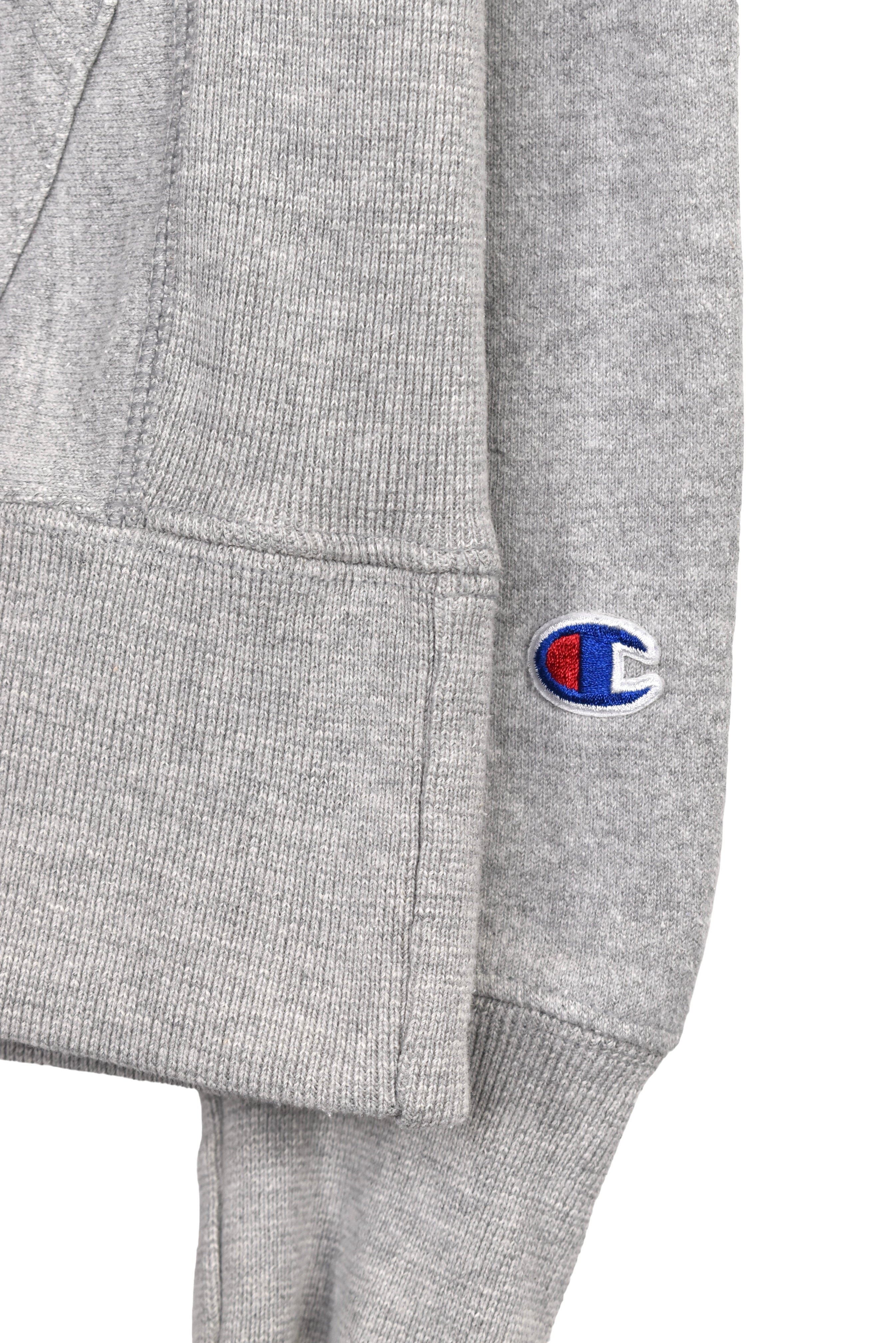Modern Champion hoodie (S), grey embroidered sweatshirt