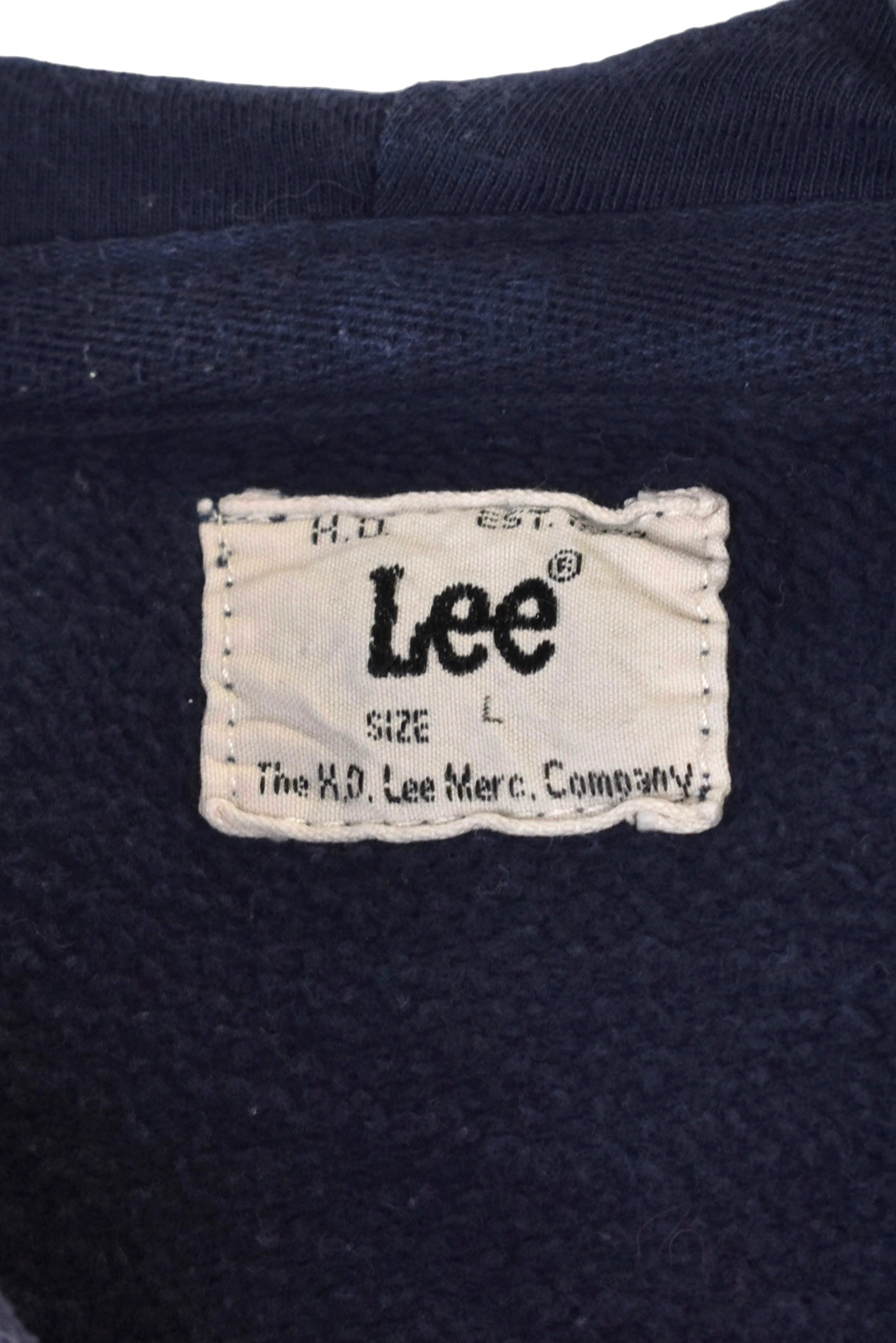 Vintage Lee hoodie, navy blue graphic sweatshirt - Small