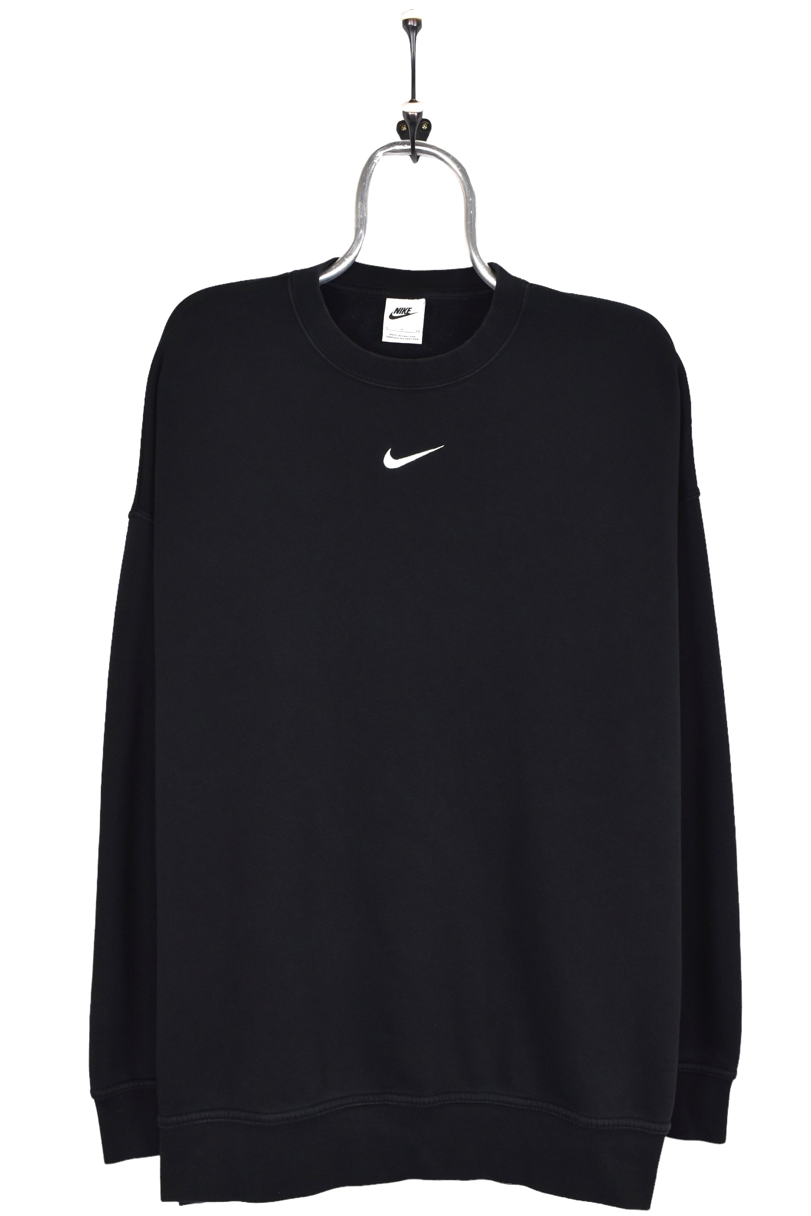 Vintage Nike sweatshirt, black centre swoosh embroidered crewneck - XL