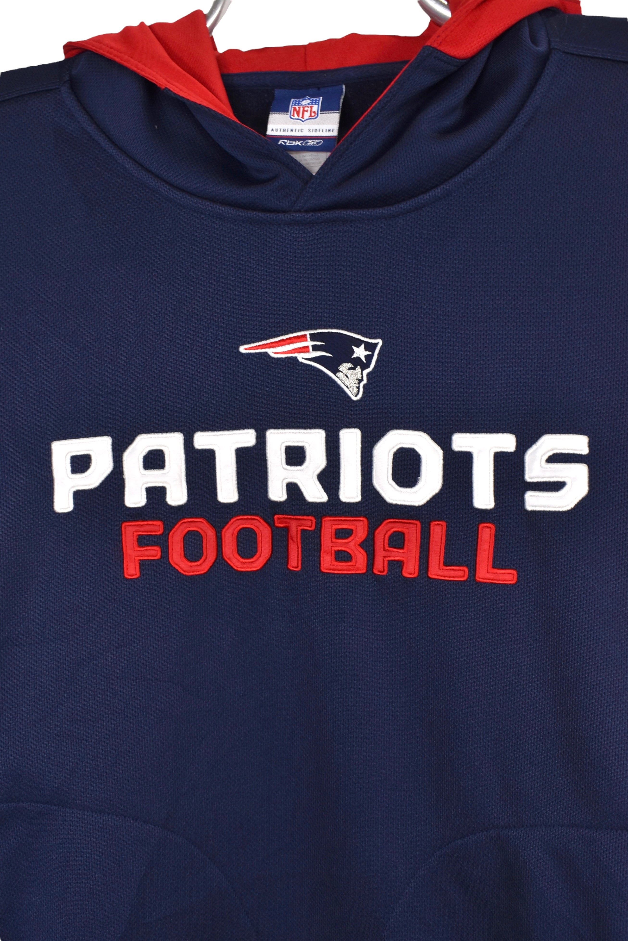 Vintage New England Patriots hoodie (XL), navy NFL embroidered sweatshirt