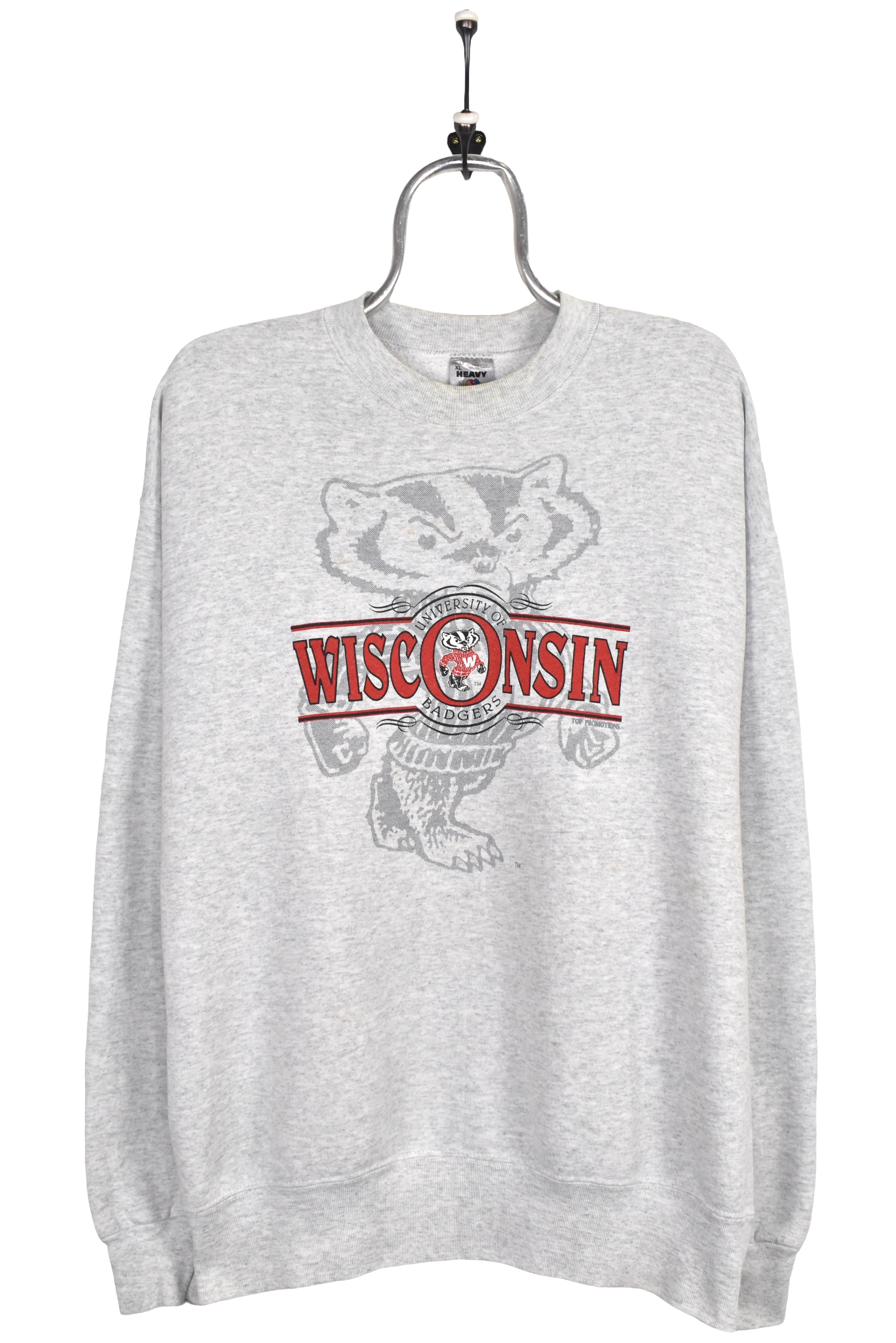 Vintage University of Wisconsin sweatshirt, grey Badgers crewneck - XL