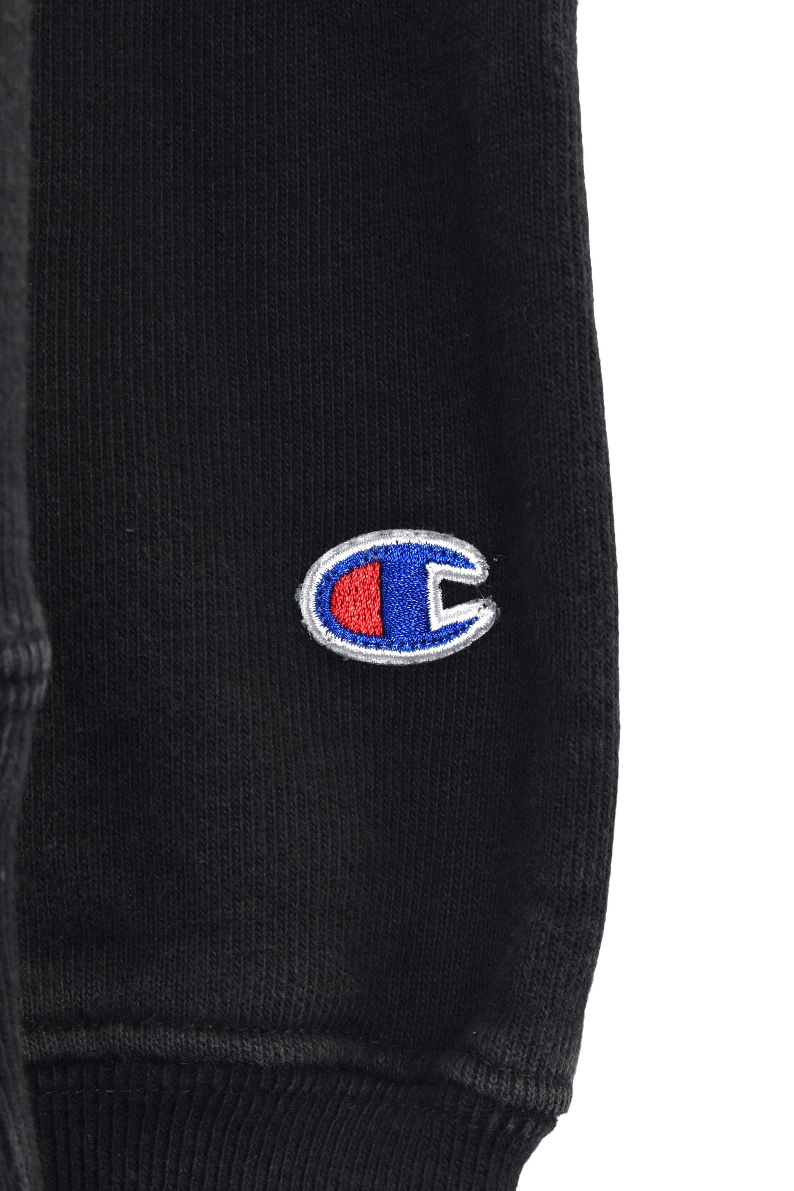 Modern Champion hoodie, black reverse weave embroidered sweatshirt - Medium