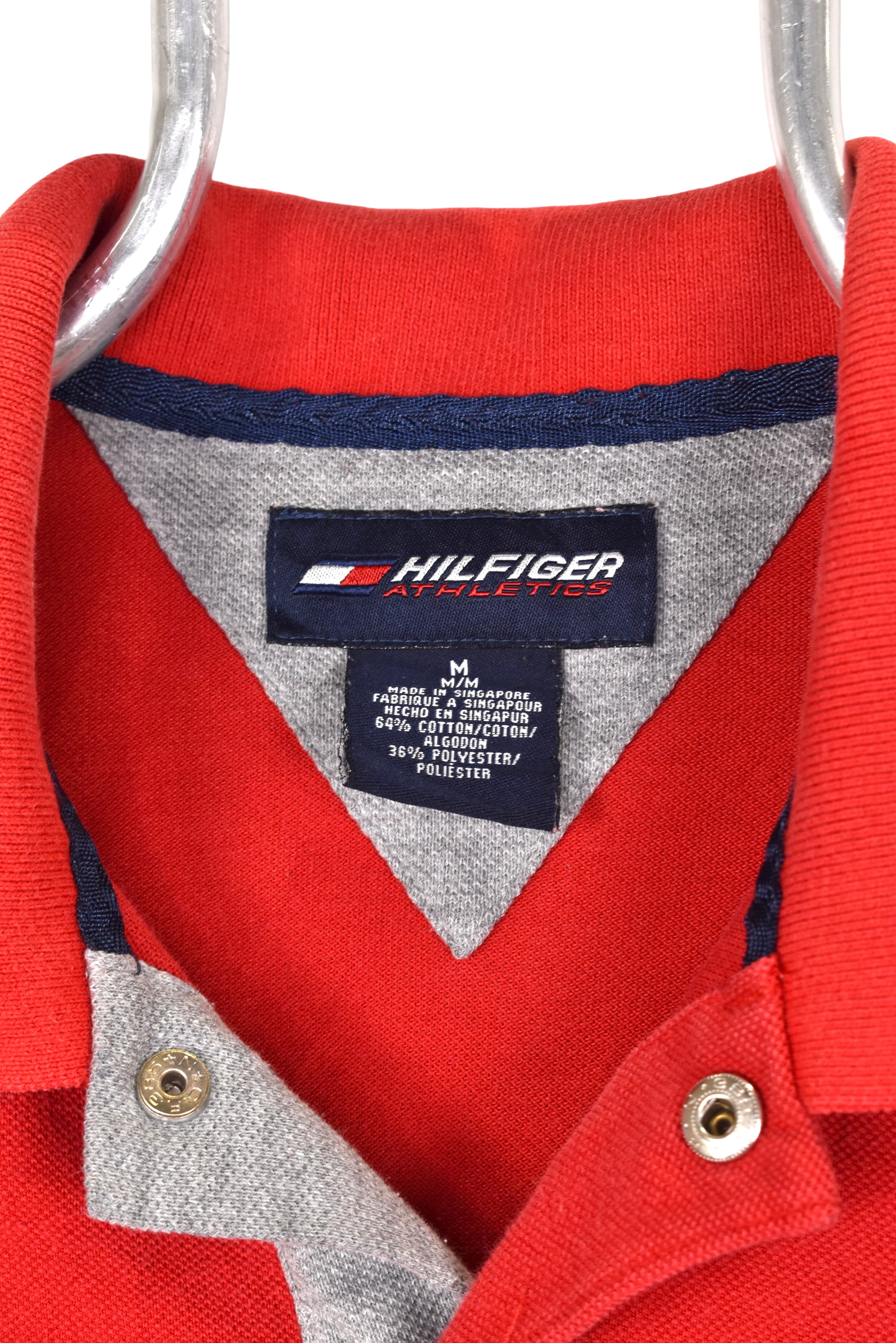 Vintage Tommy Hilfiger polo, red embroidered collared shirt - Medium
