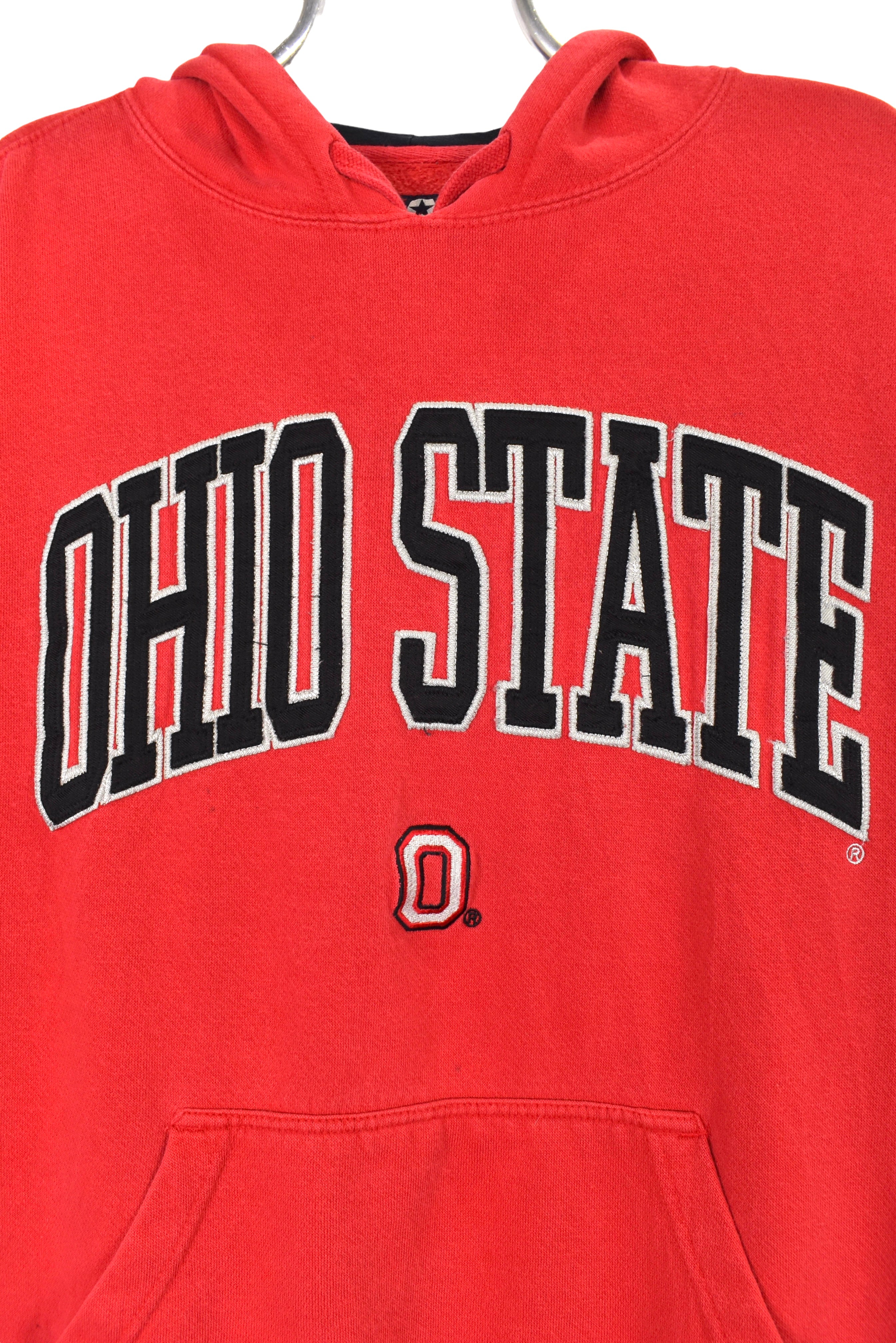 Vintage Ohio State University hoodie, red embroidered sweatshirt - Large