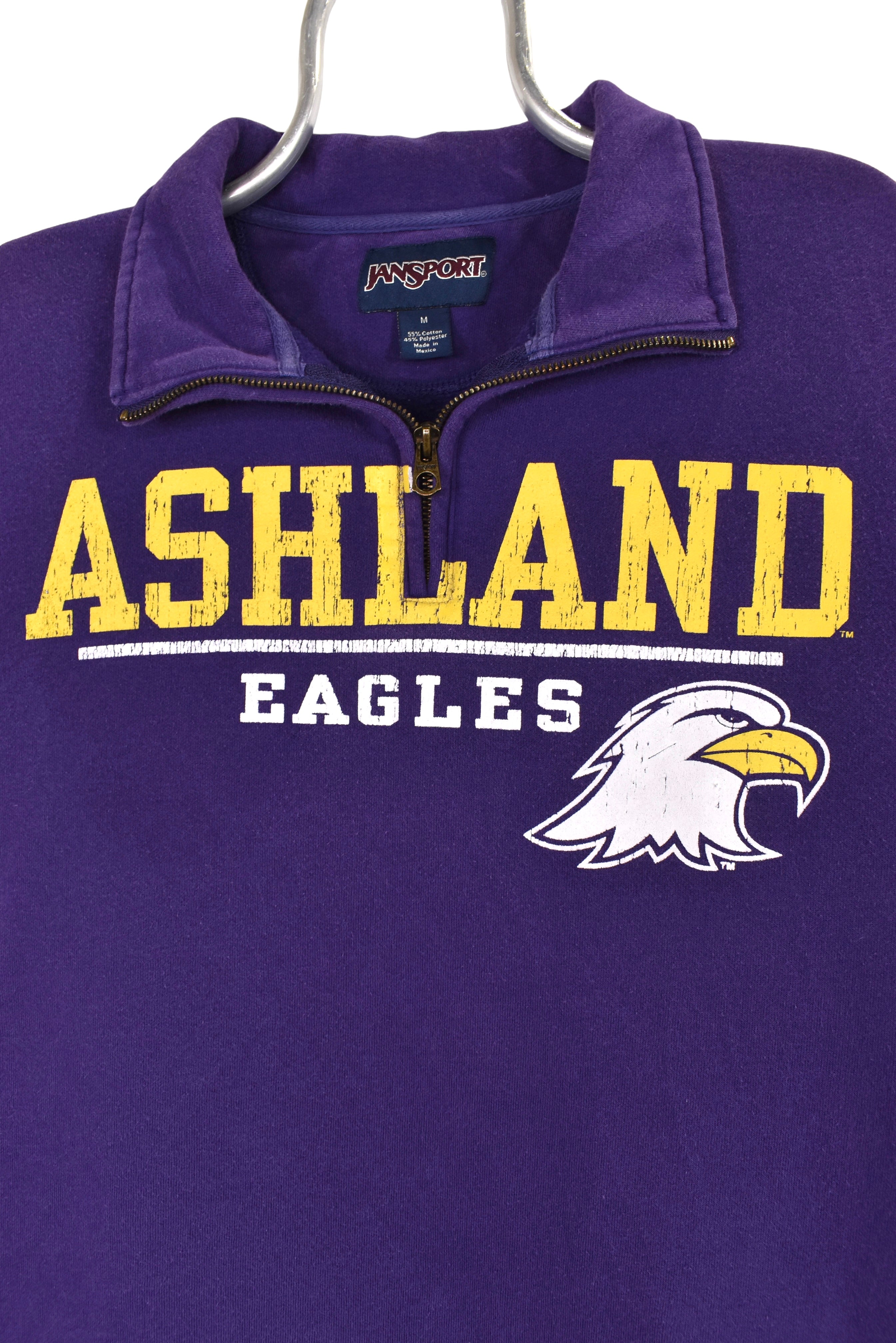 Vintage Ashland Eagles sweatshirt, purple graphic 1/4 zip jumper - Medium