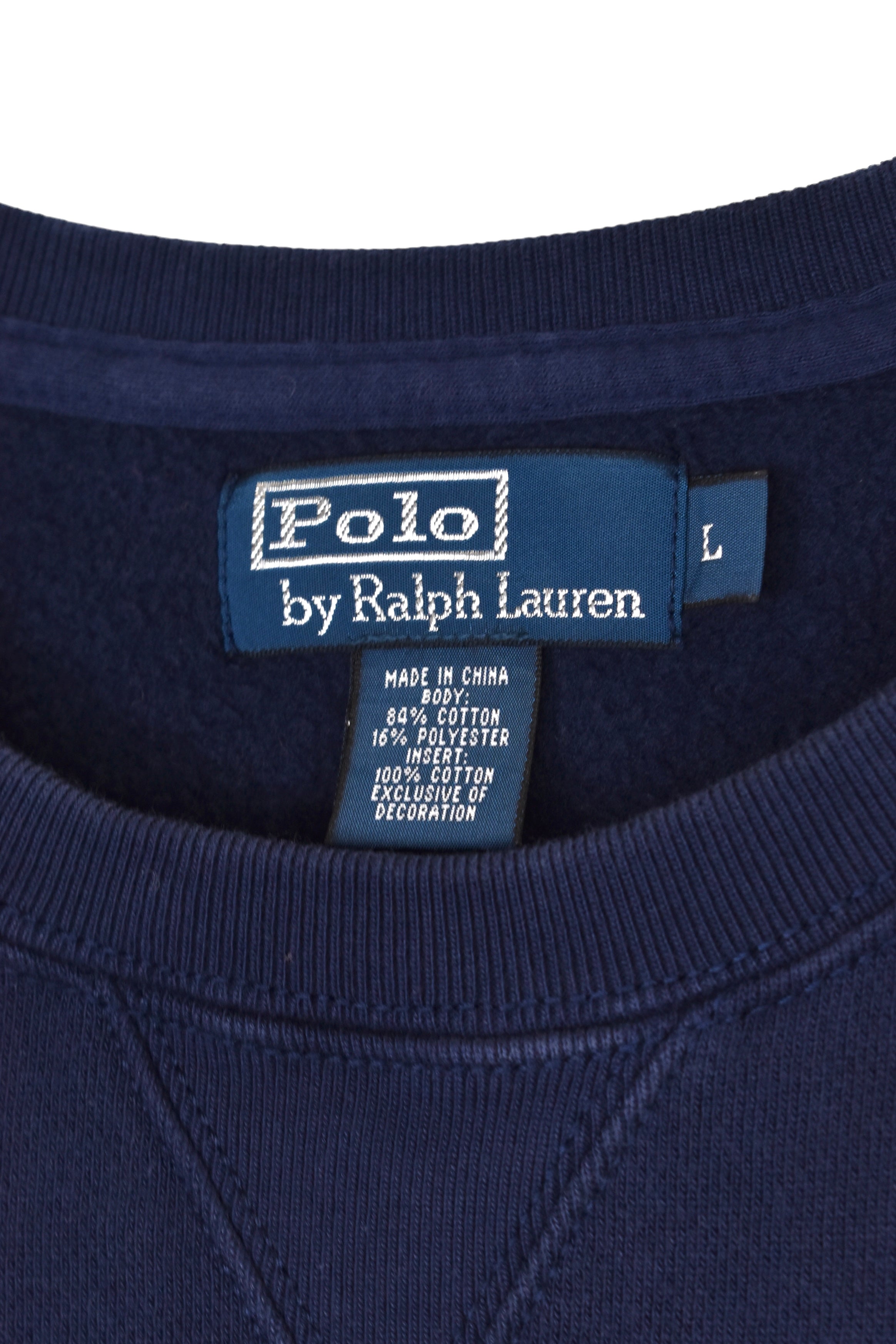 Vintage Ralph Lauren sweatshirt, navy embroidered crewneck - Large