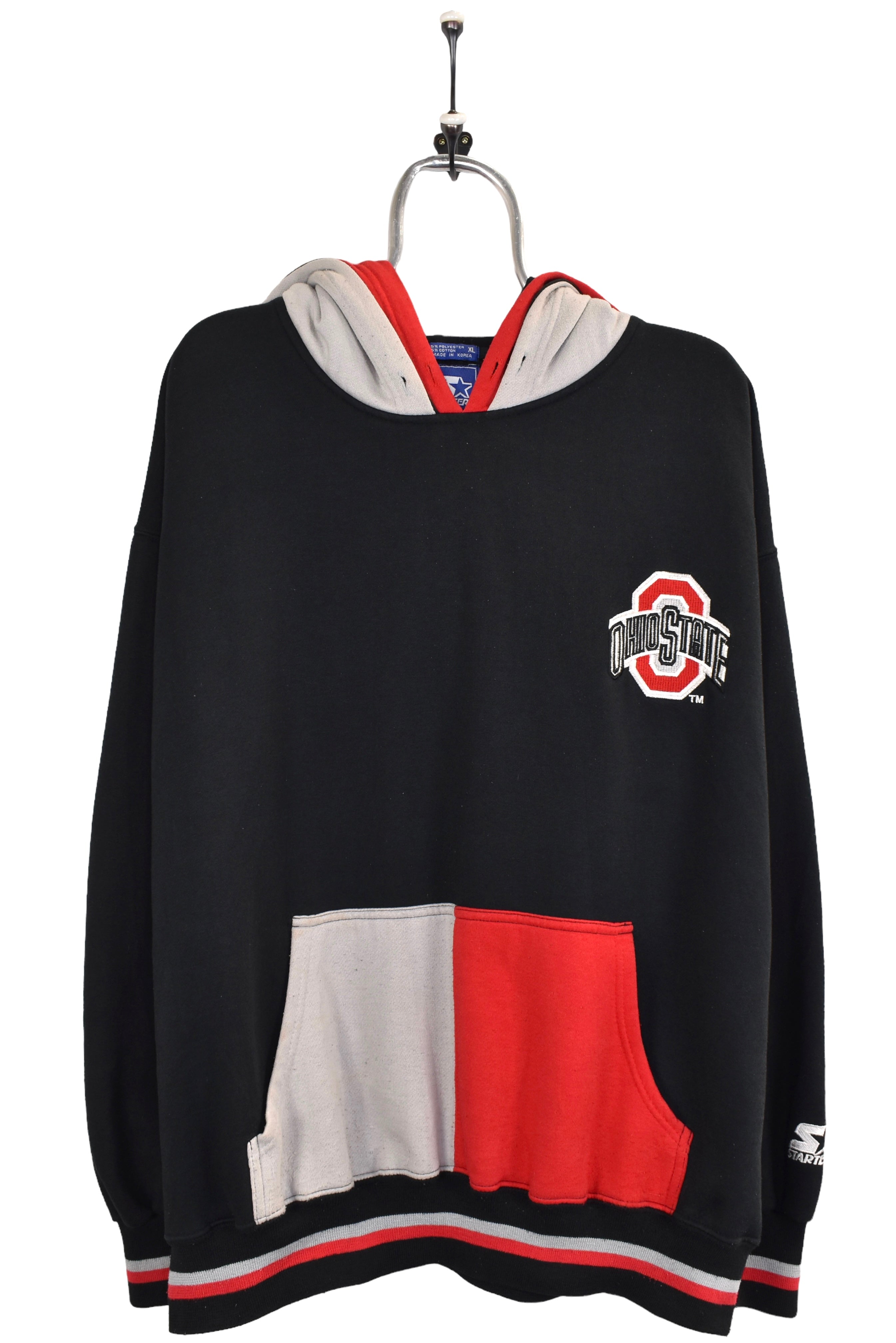 Vintage Ohio State University hoodie, black embroidered sweatshirt - XL