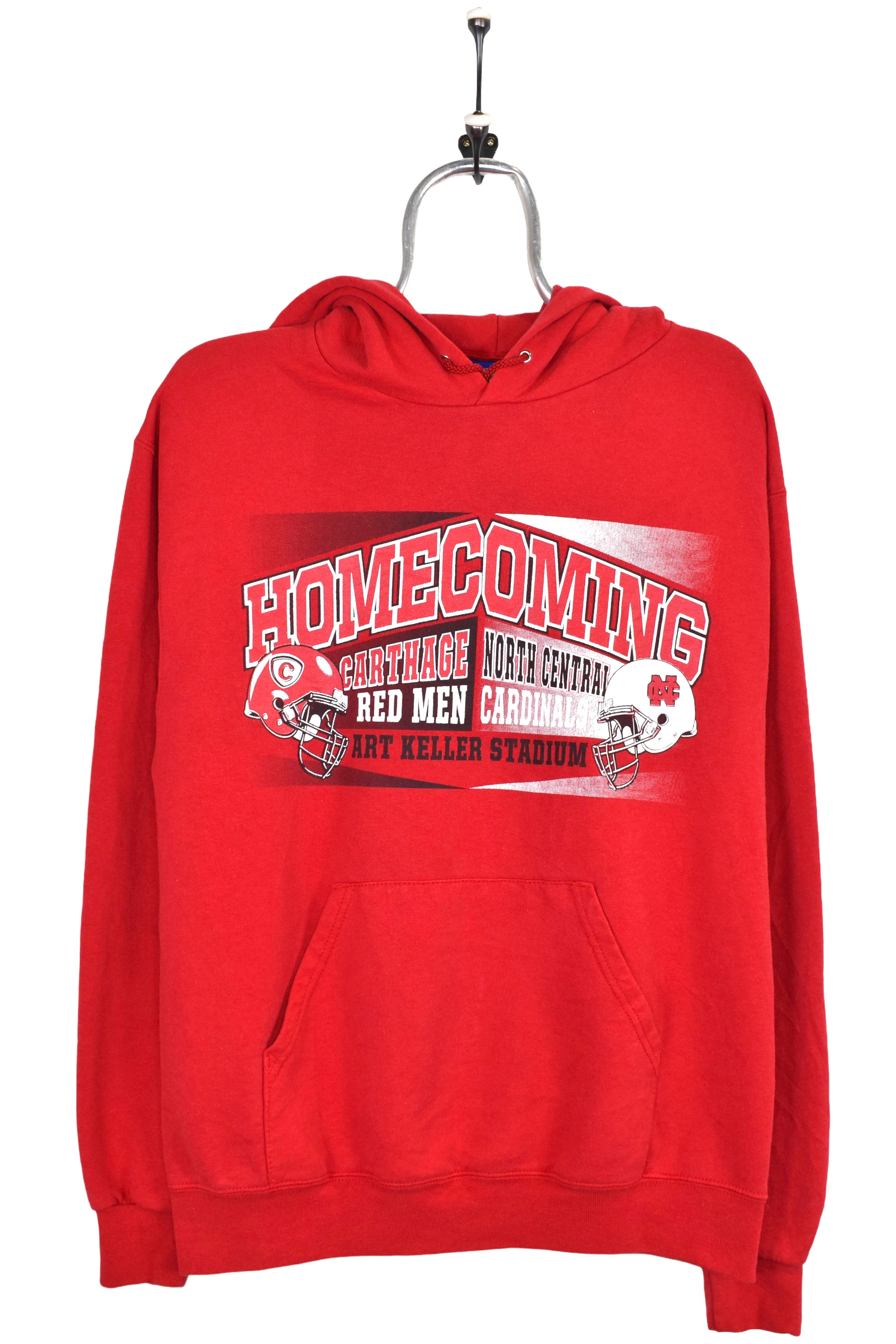 Vintage college football hoodie, red graphic sweatshirt - Medium