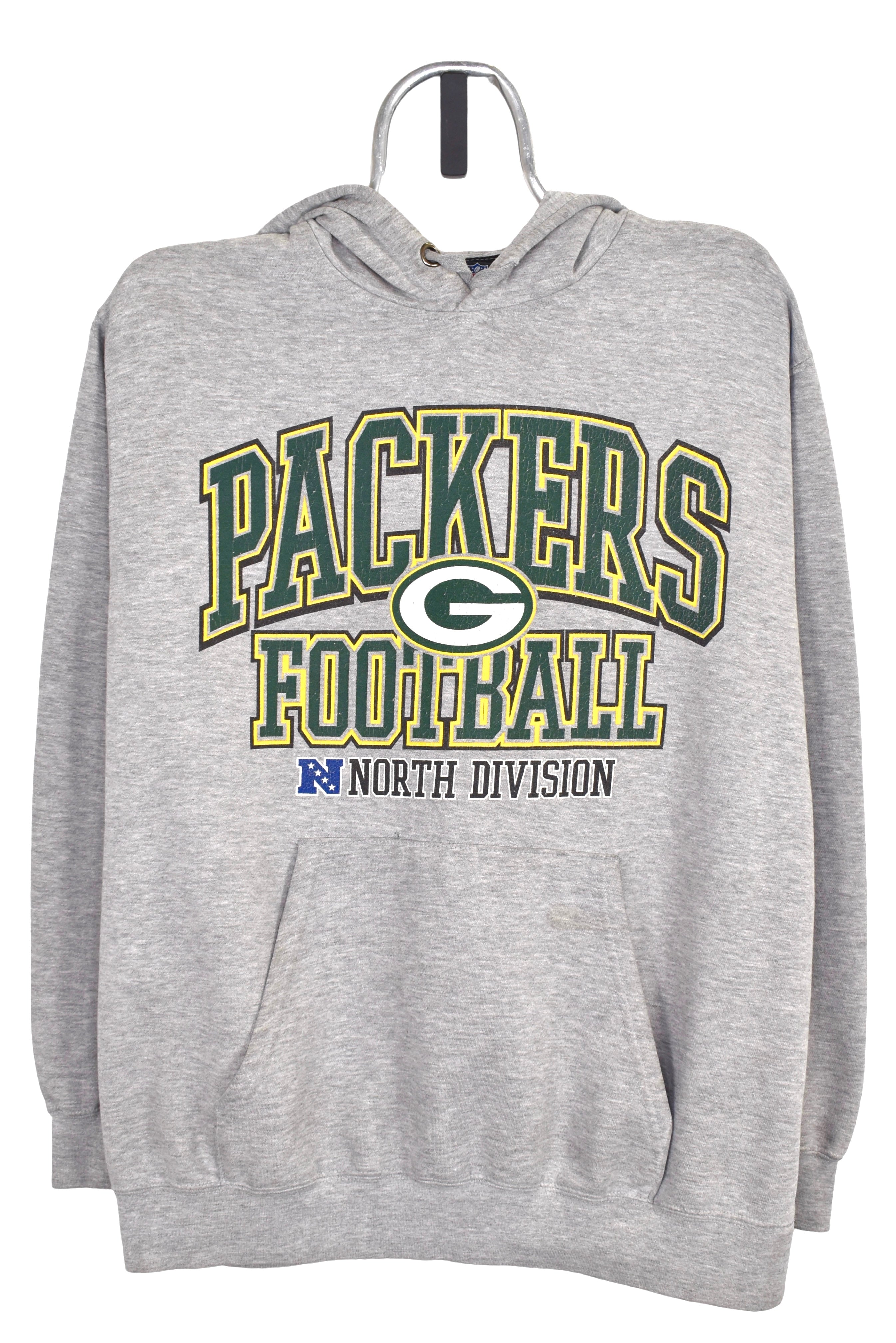 Vintage Green Bay Packers hoodie Large, grey NFL graphic sweatshirt