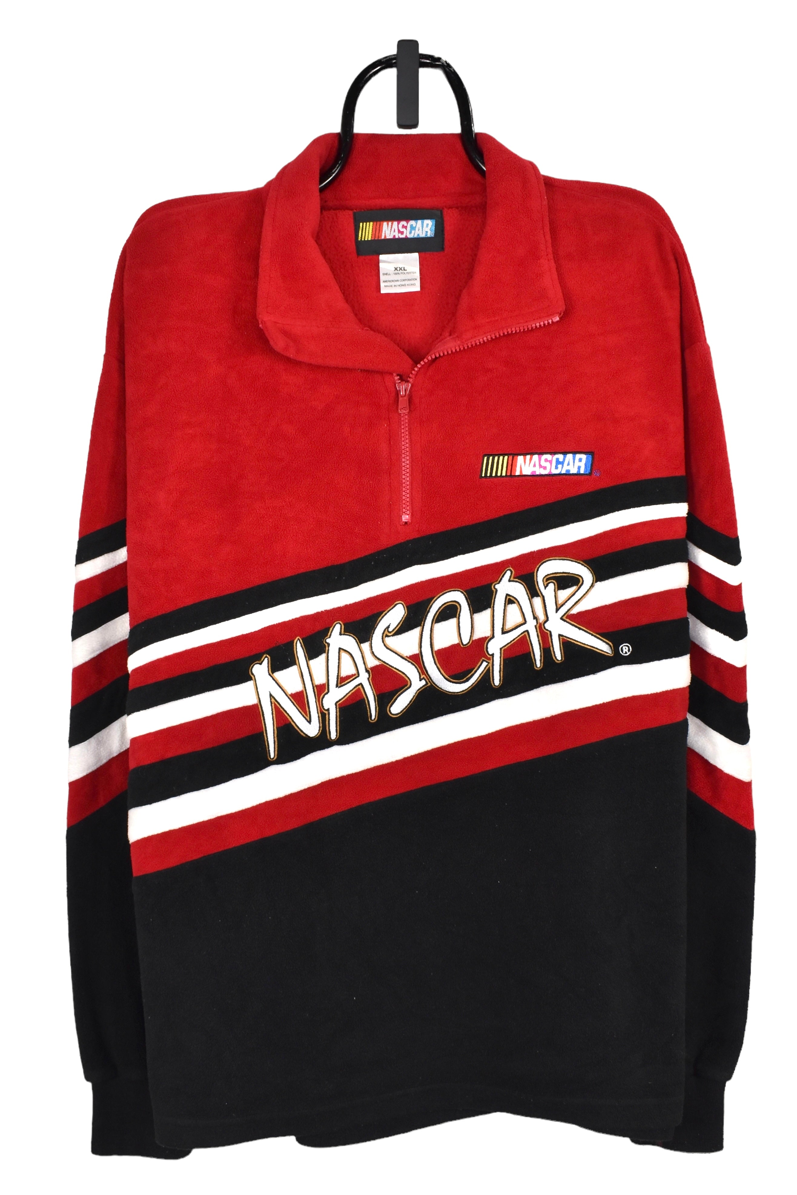 Vintage NASCAR fleece (XL), red embroidered quarter zip sweatshirt