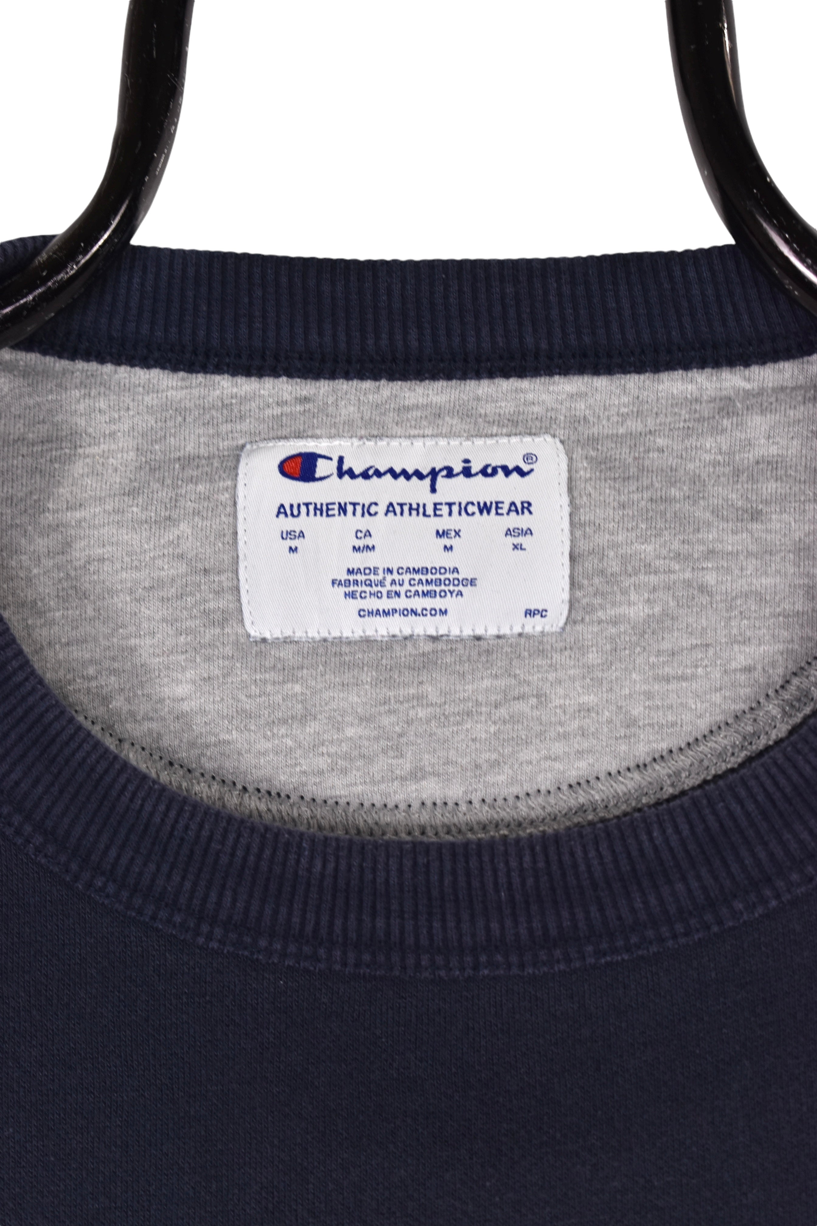 Modern Champion sweatshirt (M), navy embroidered crewneck