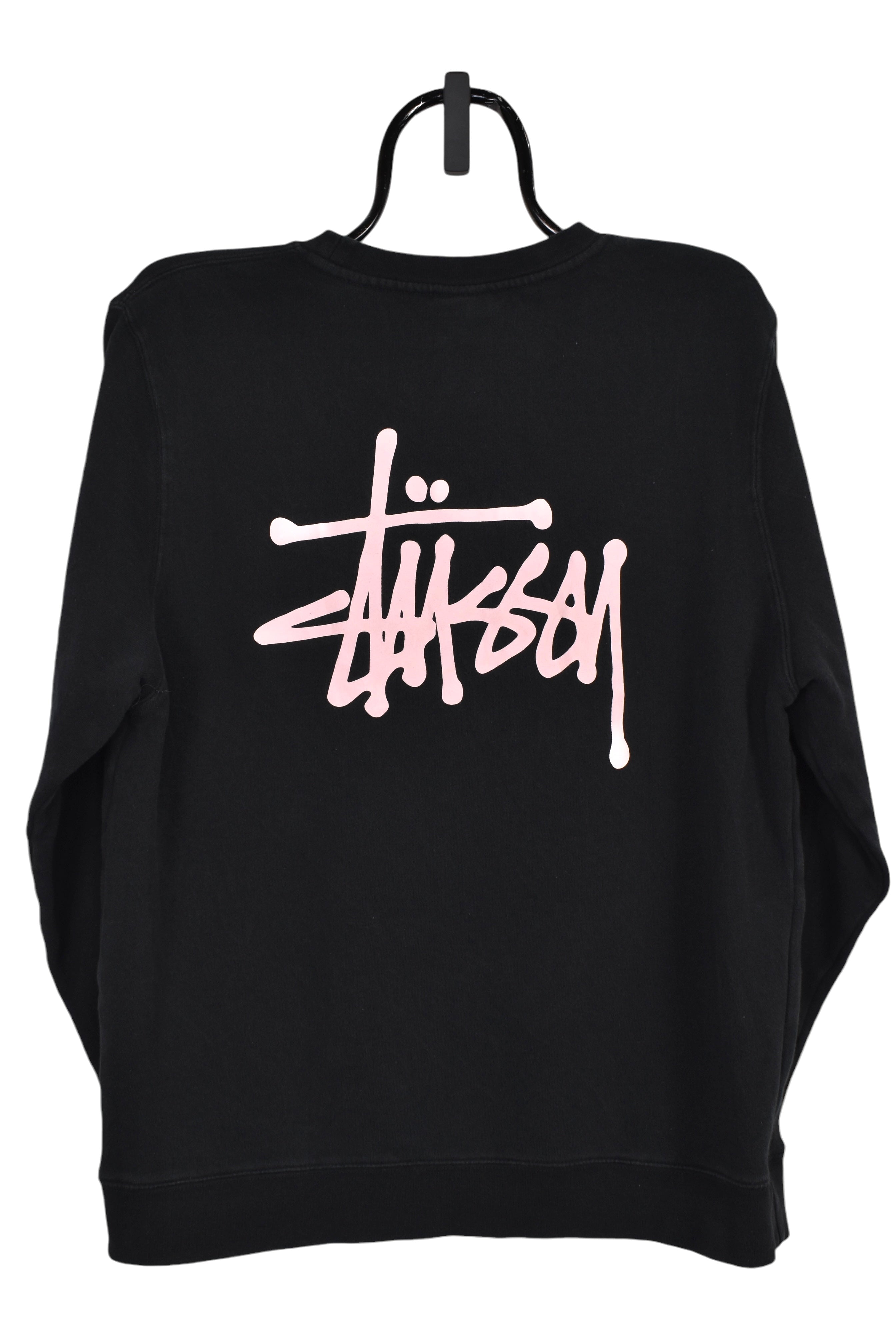 Modern women's Stussy sweatshirt (L), black graphic crewneck