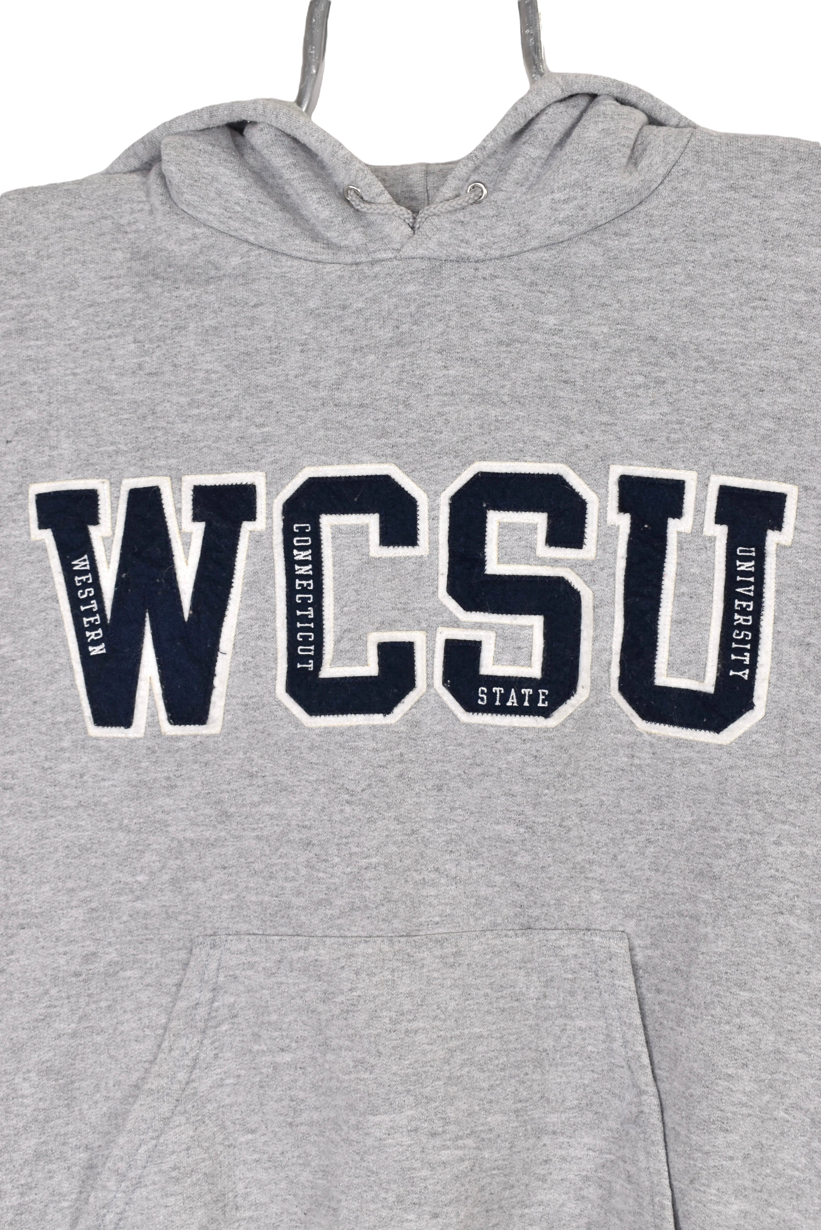 Vintage WCSU hoodie (S), grey embroidered sweatshirt