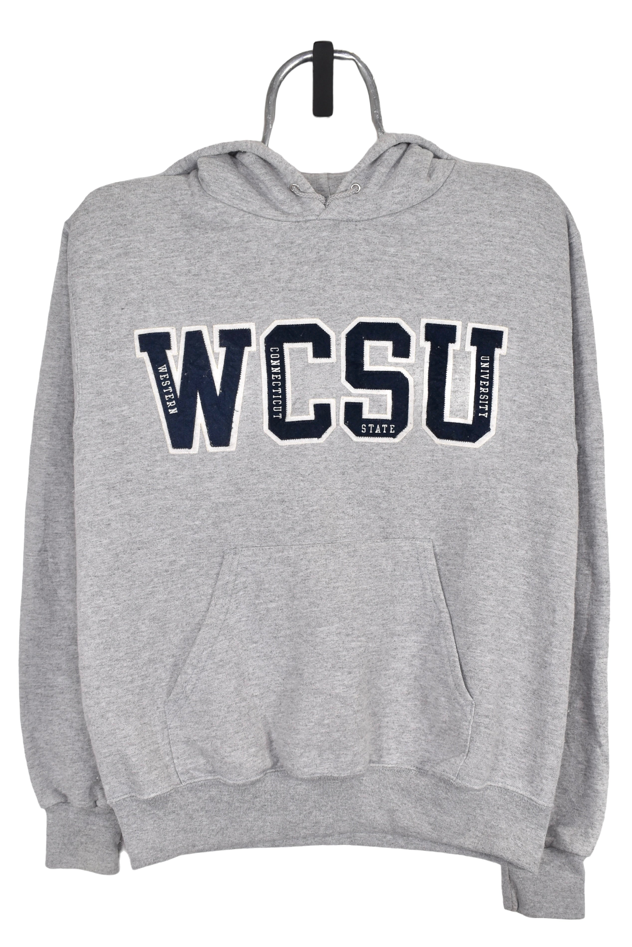 Vintage WCSU hoodie (S), grey embroidered sweatshirt