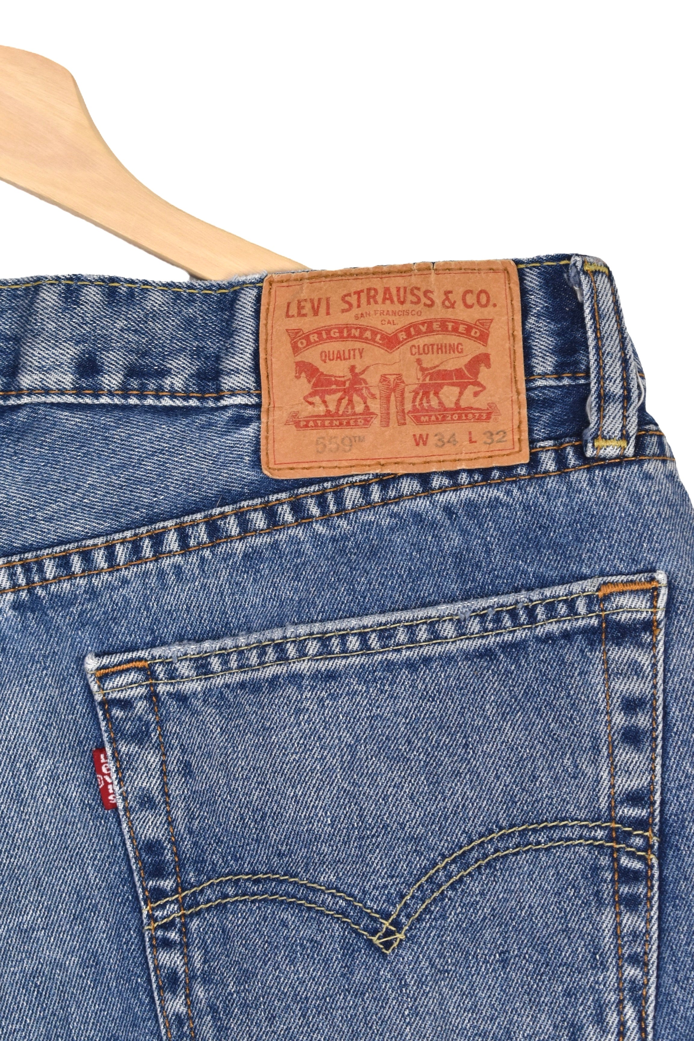 Women's vintage Levi's shorts (W34), blue rework denim jeans