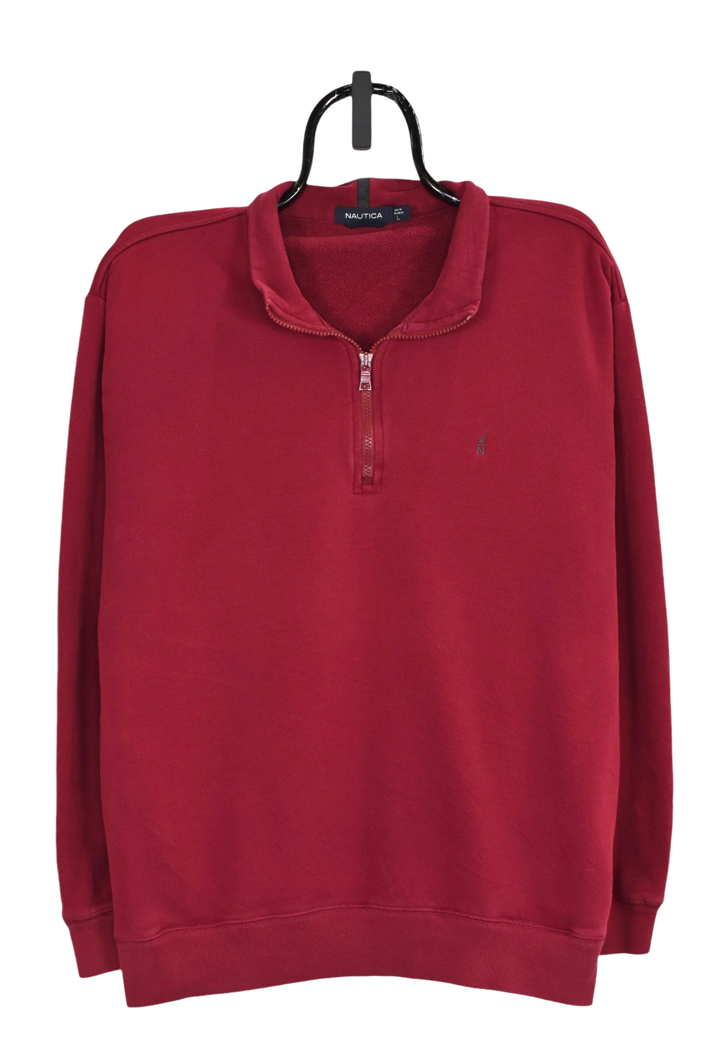 Vintage Nautica sweatshirt (L), burgundy embroidered 1/4 zip