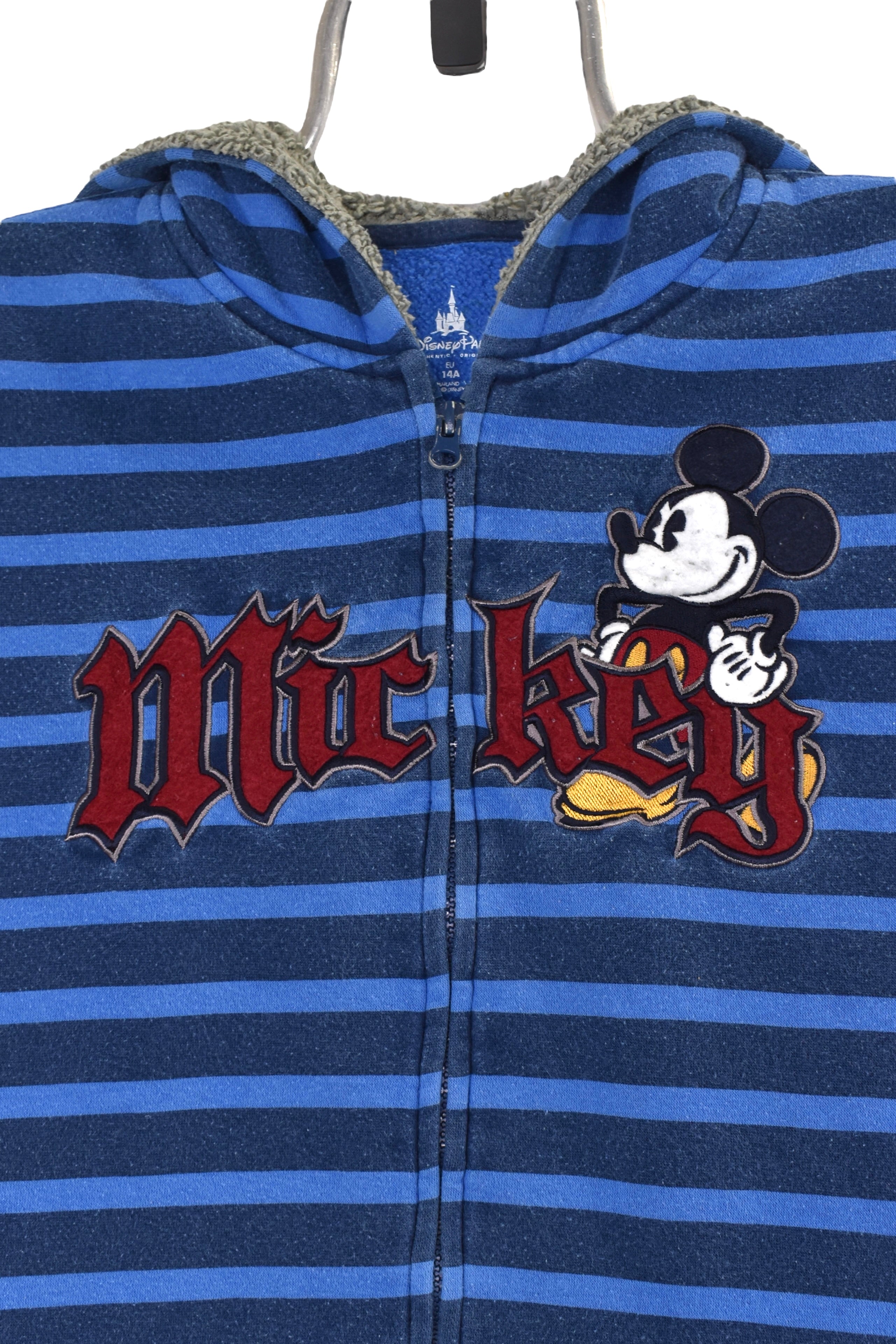 Women's vintage Mickey Mouse hoodie (S), blue Disney embroidered sweatshirt