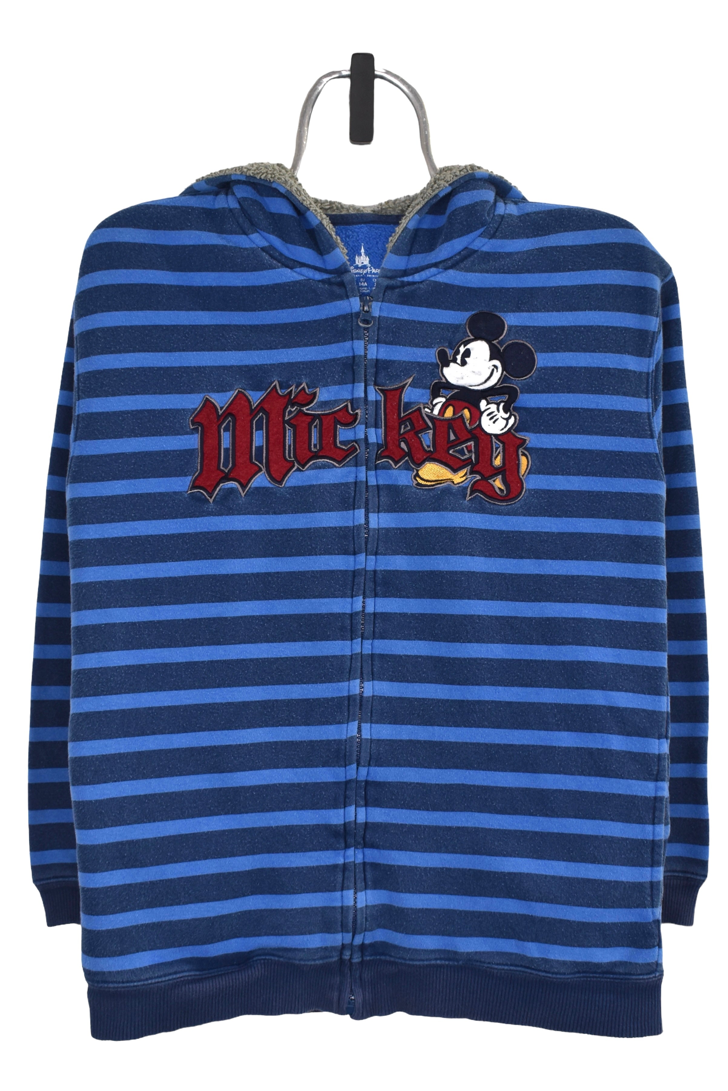 Women's vintage Mickey Mouse hoodie (S), blue Disney embroidered sweatshirt
