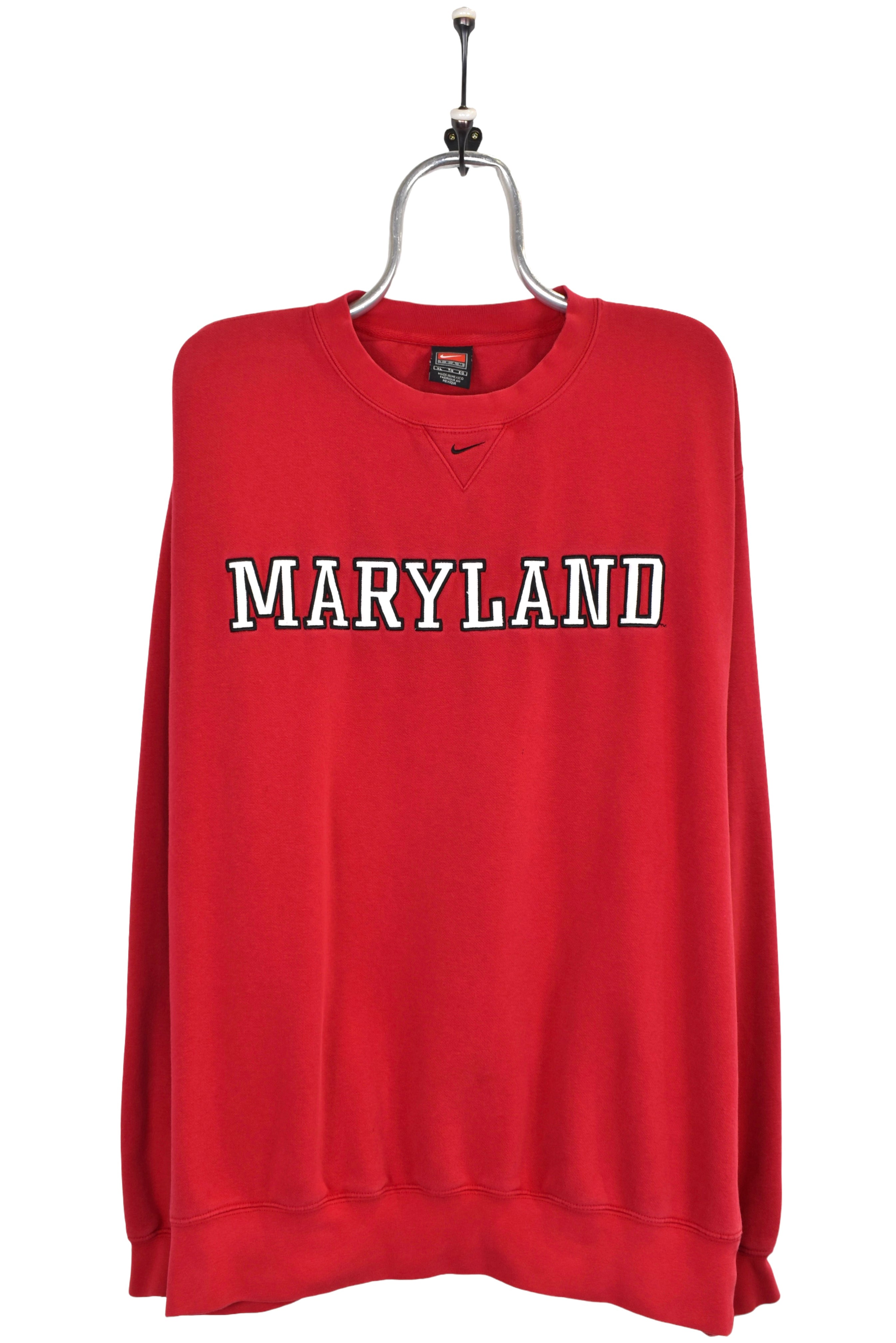Vintage University of Maryland sweatshirt, red Nike embroidered crewneck - XXL
