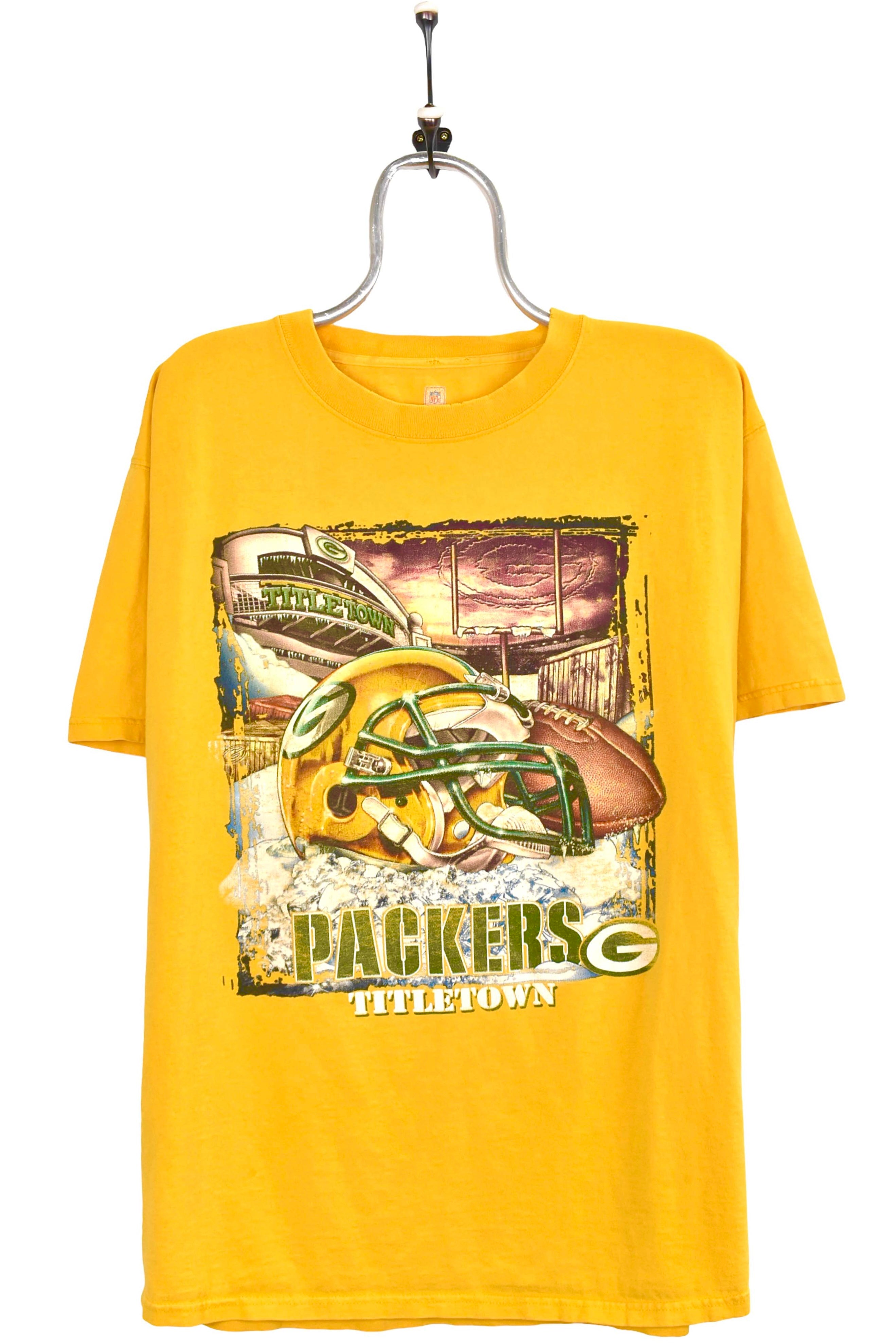 Vintage Green Bay Packers shirt, yellow NFL graphic tee - Large