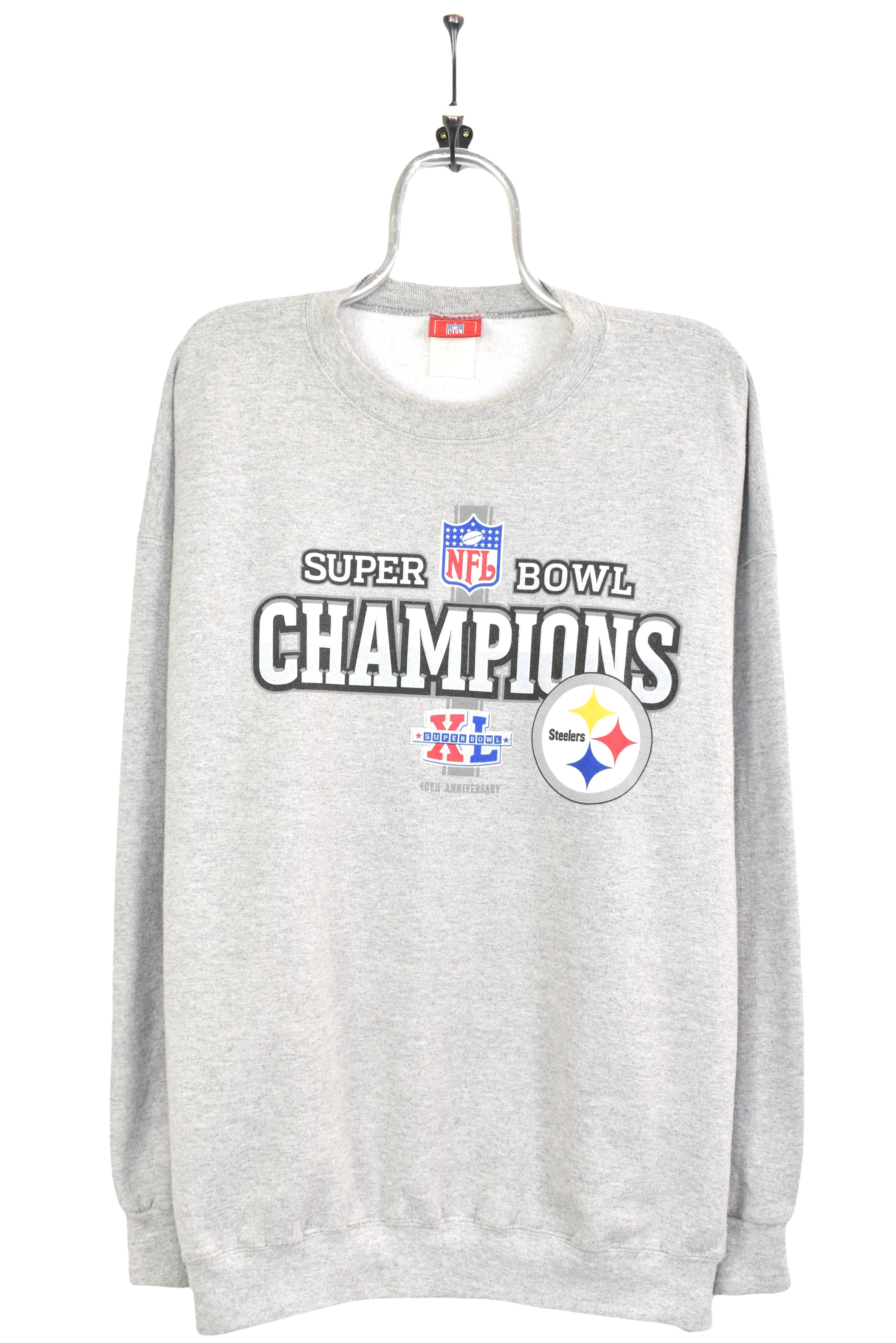 Vintage Pittsburgh Steelers sweatshirt, NFL Super Bowl graphic crewneck - XXL, grey PRO SPORT