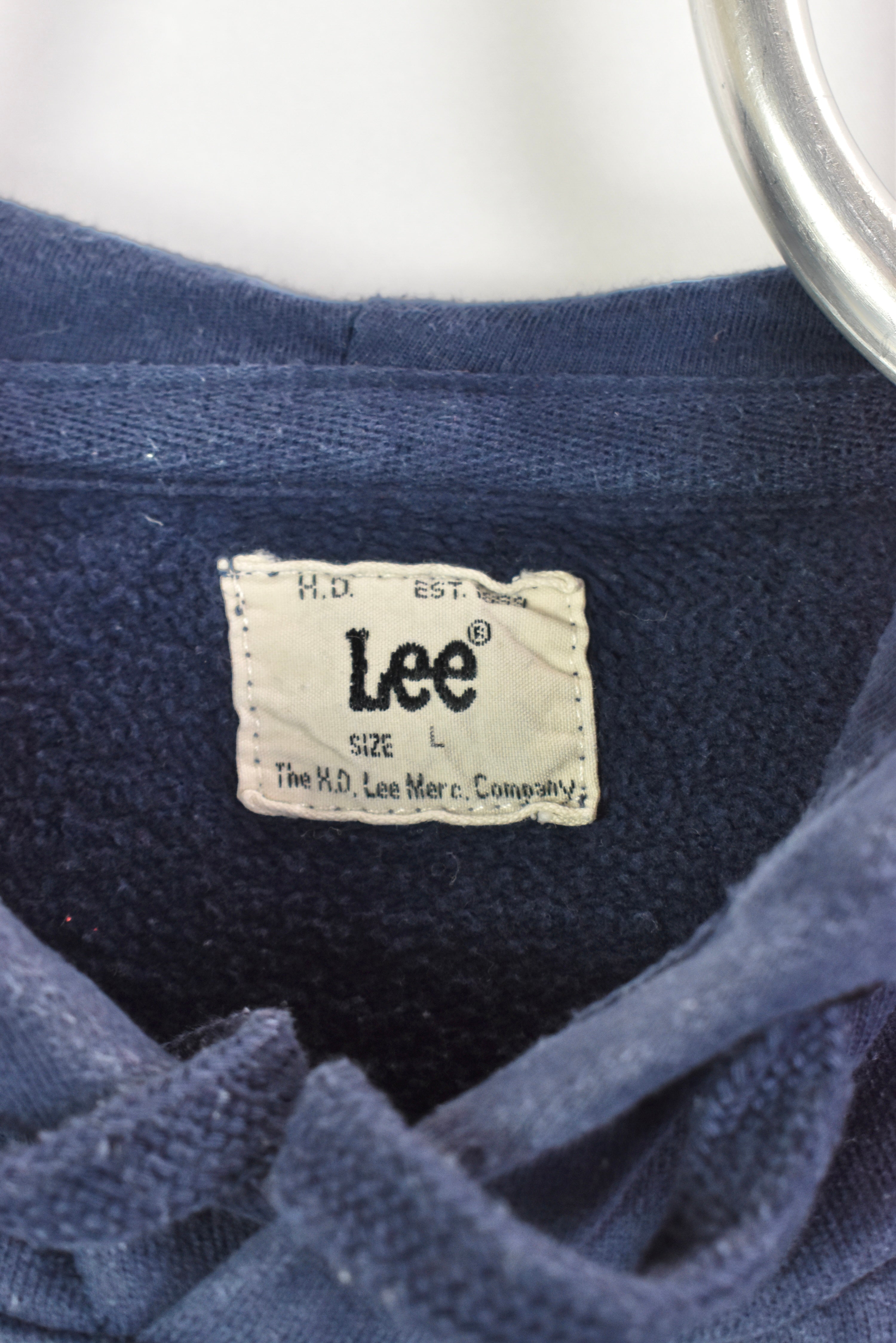 Vintage Lee hoodie, long sleeve graphic sweatshirt - medium, navy blue LEE