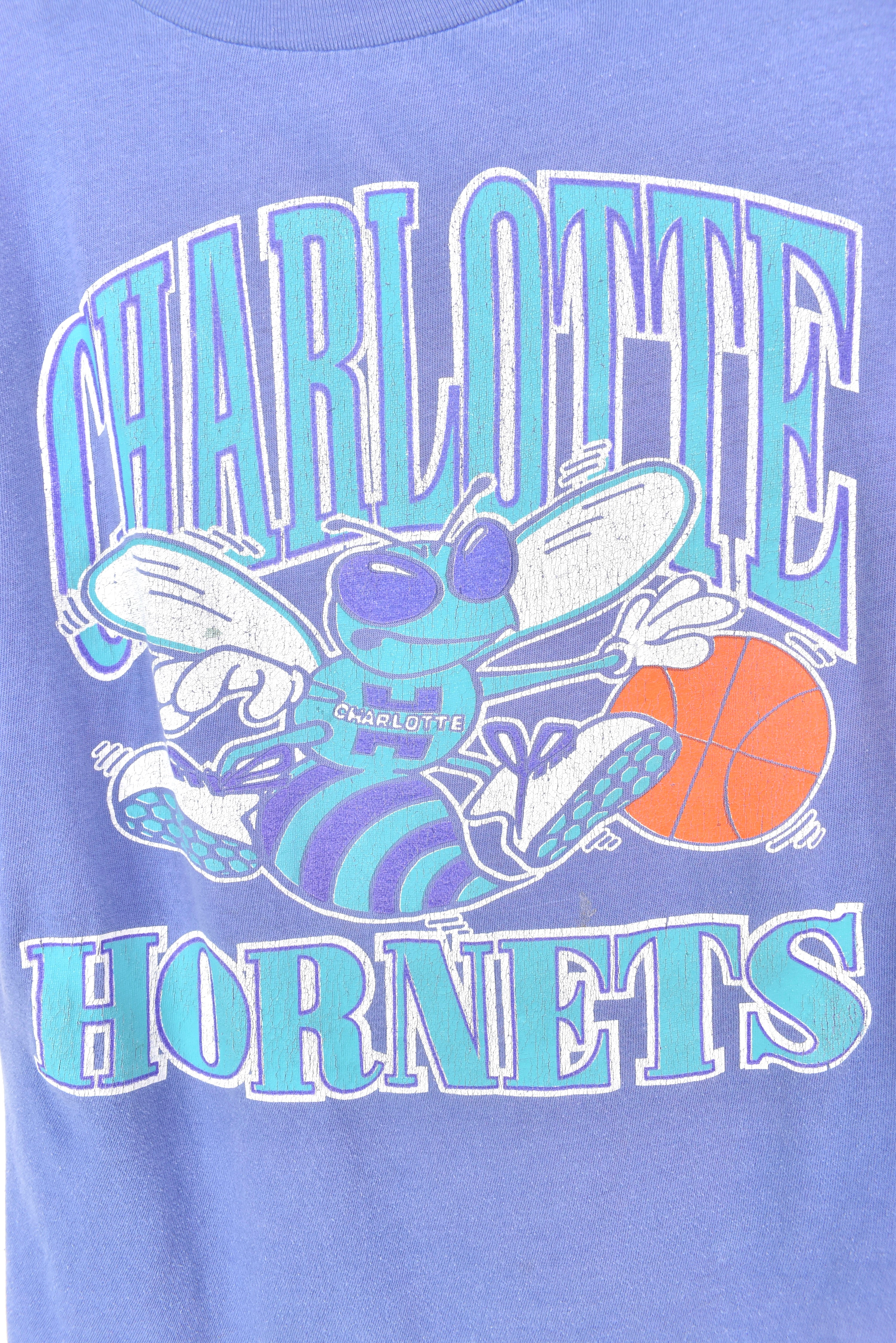 VINTAGE NBA CHARLOTTE HORNETS PURPLE T-SHIRT | LARGE PRO SPORT