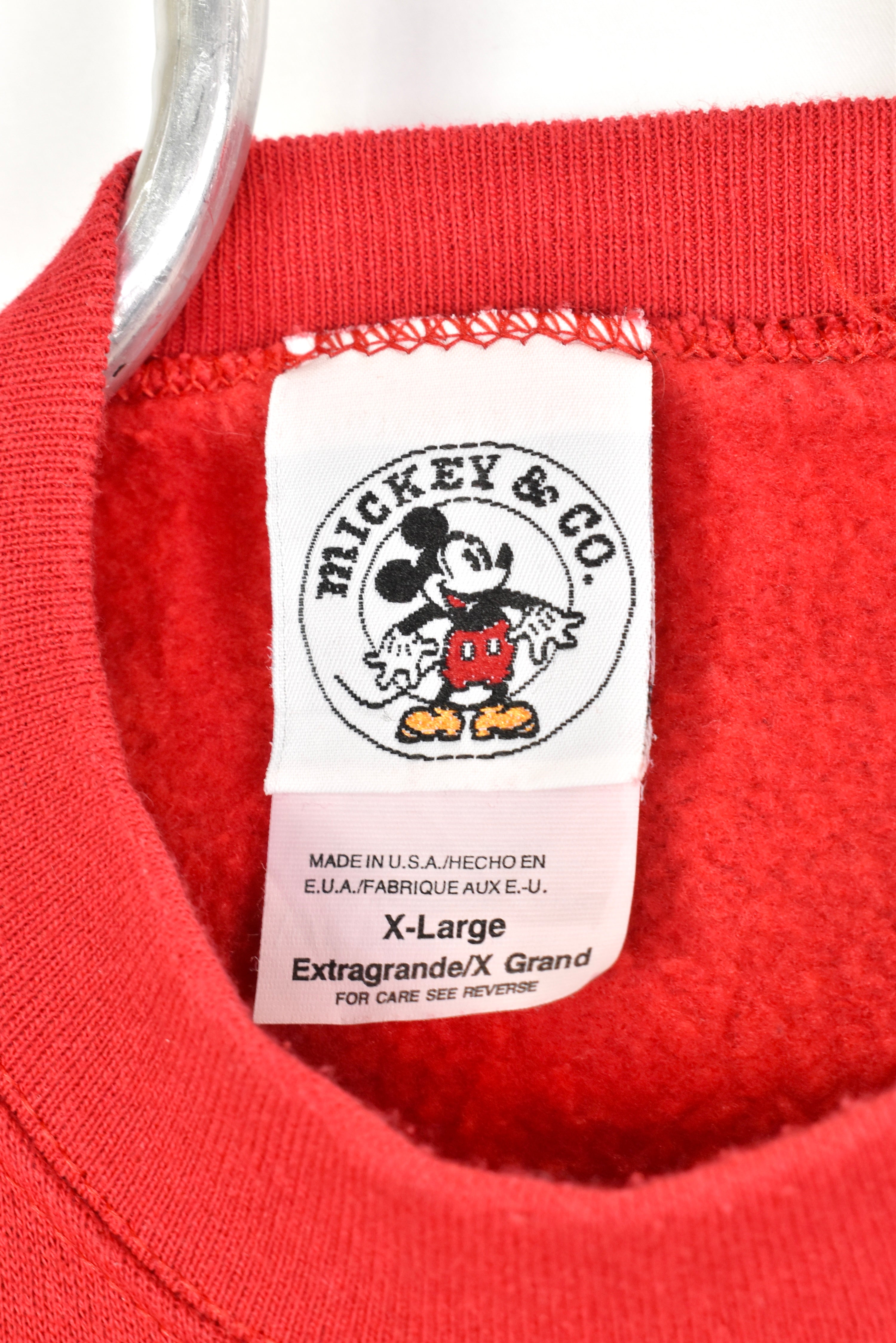 Vintage Mickey Mouse sweatshirt, Disney red graphic crewneck - AU XL DISNEY / CARTOON