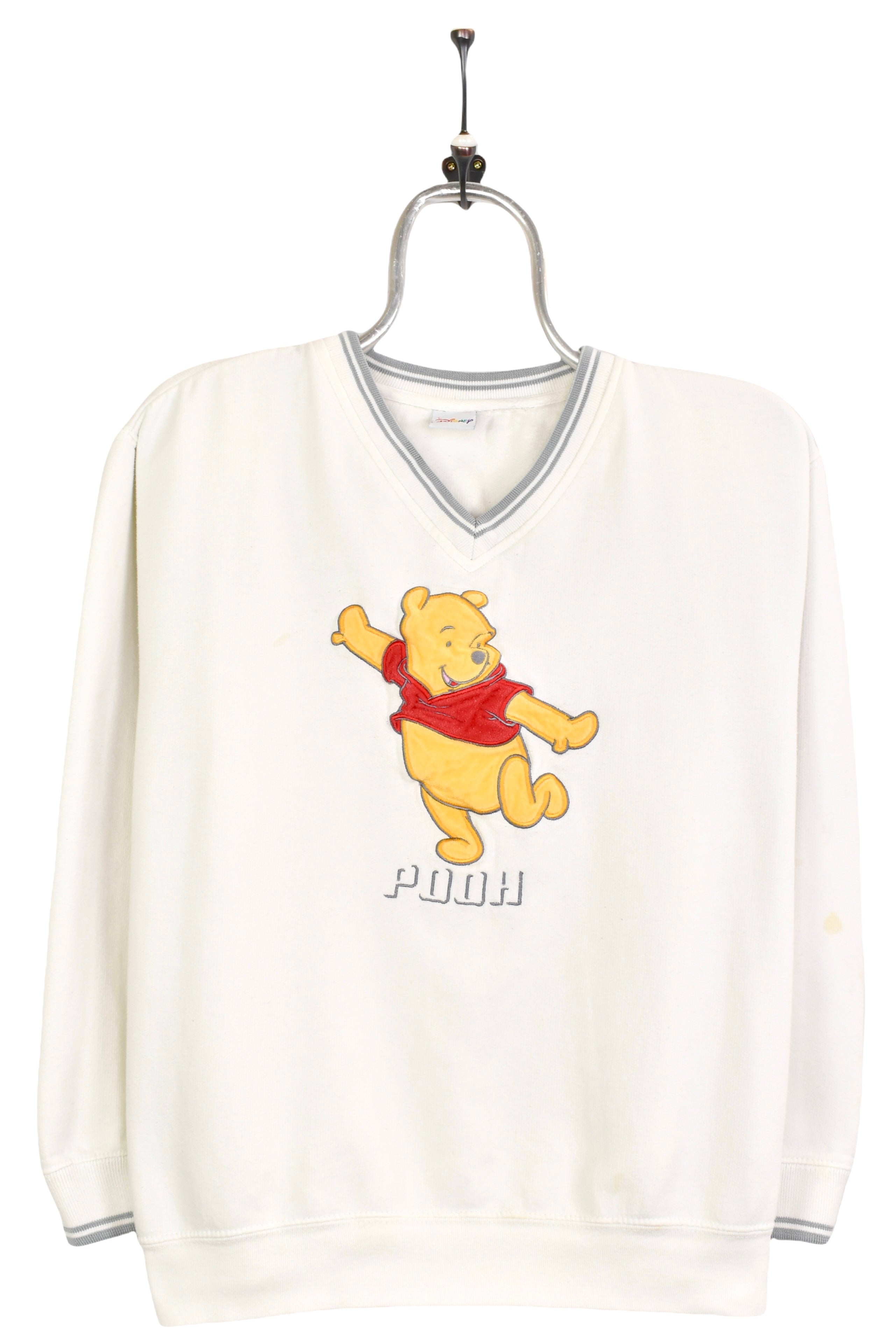 Vintage Women's Disney Pooh embroidered white sweatshirt | Large DISNEY / CARTOON