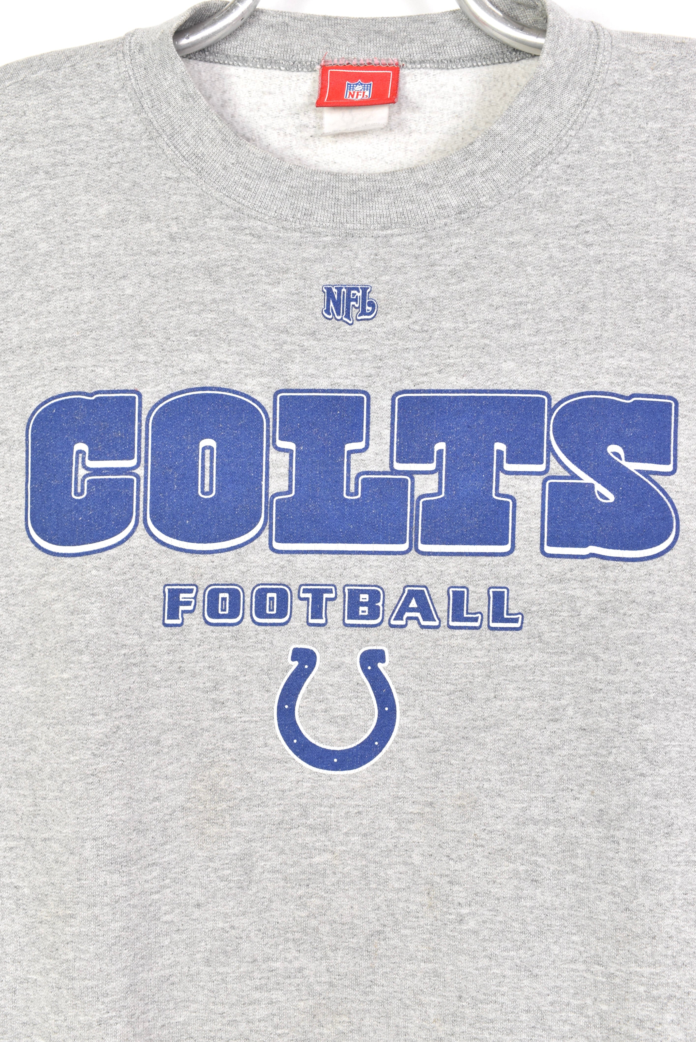 Vintage NFL Indianapolis Colts Sweatshirt Embroidery Logo Grey 