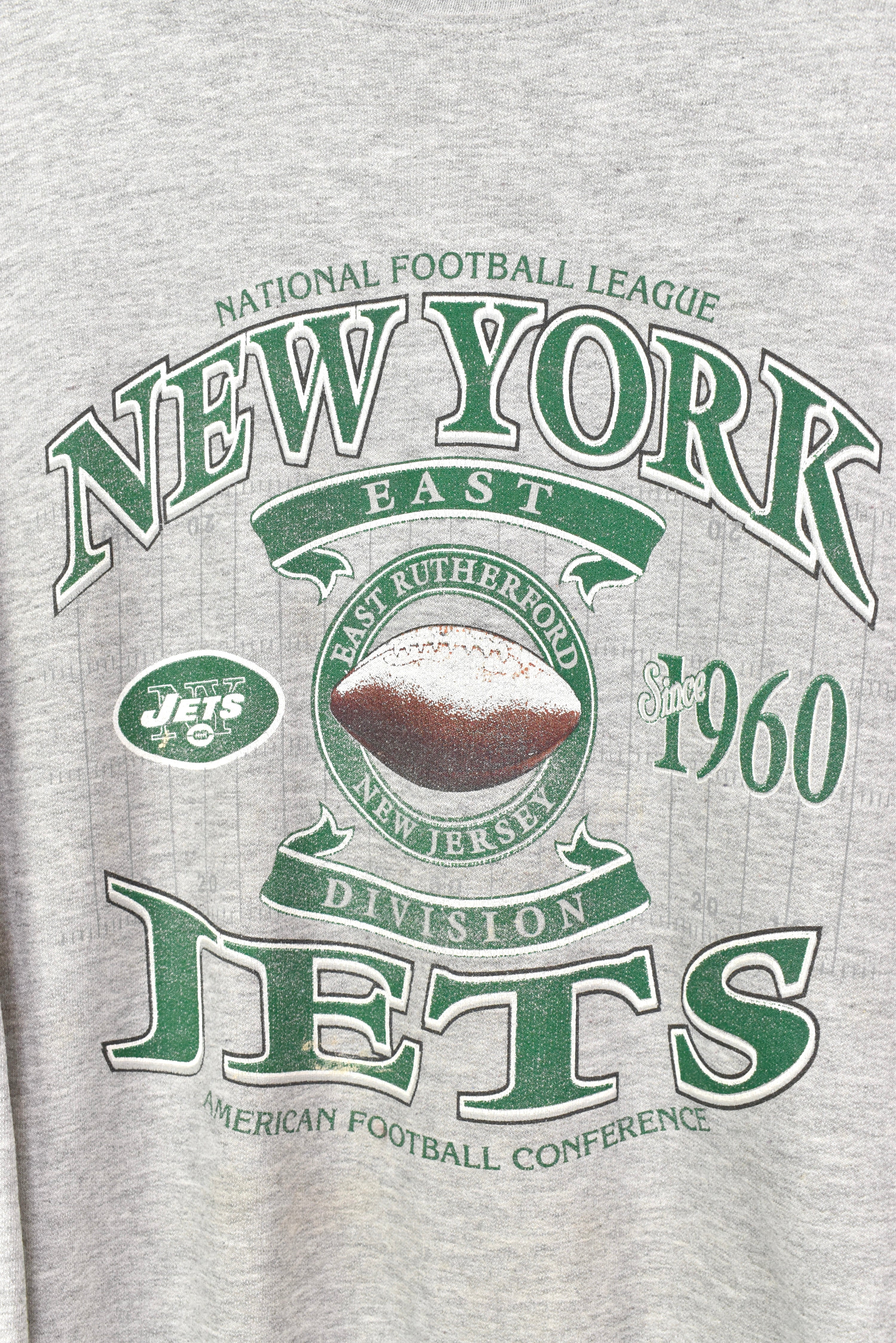 VINTAGE NFL NEW YORK JETS GREY SWEATSHIRT | XL PRO SPORT