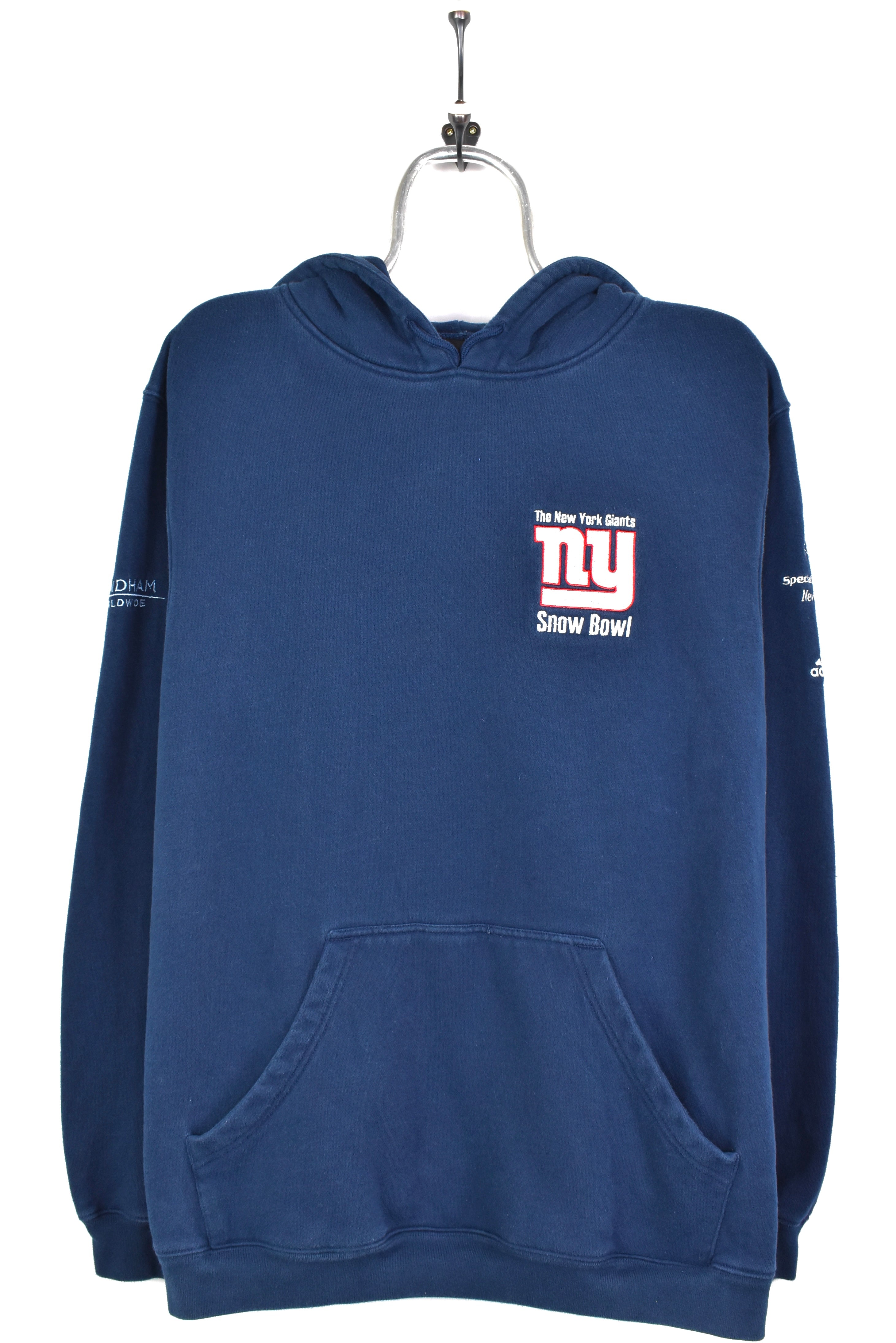 VINTAGE NFL NEW YORK GIANTS EMBROIDERED NAVY HOODIE | LARGE PRO SPORT