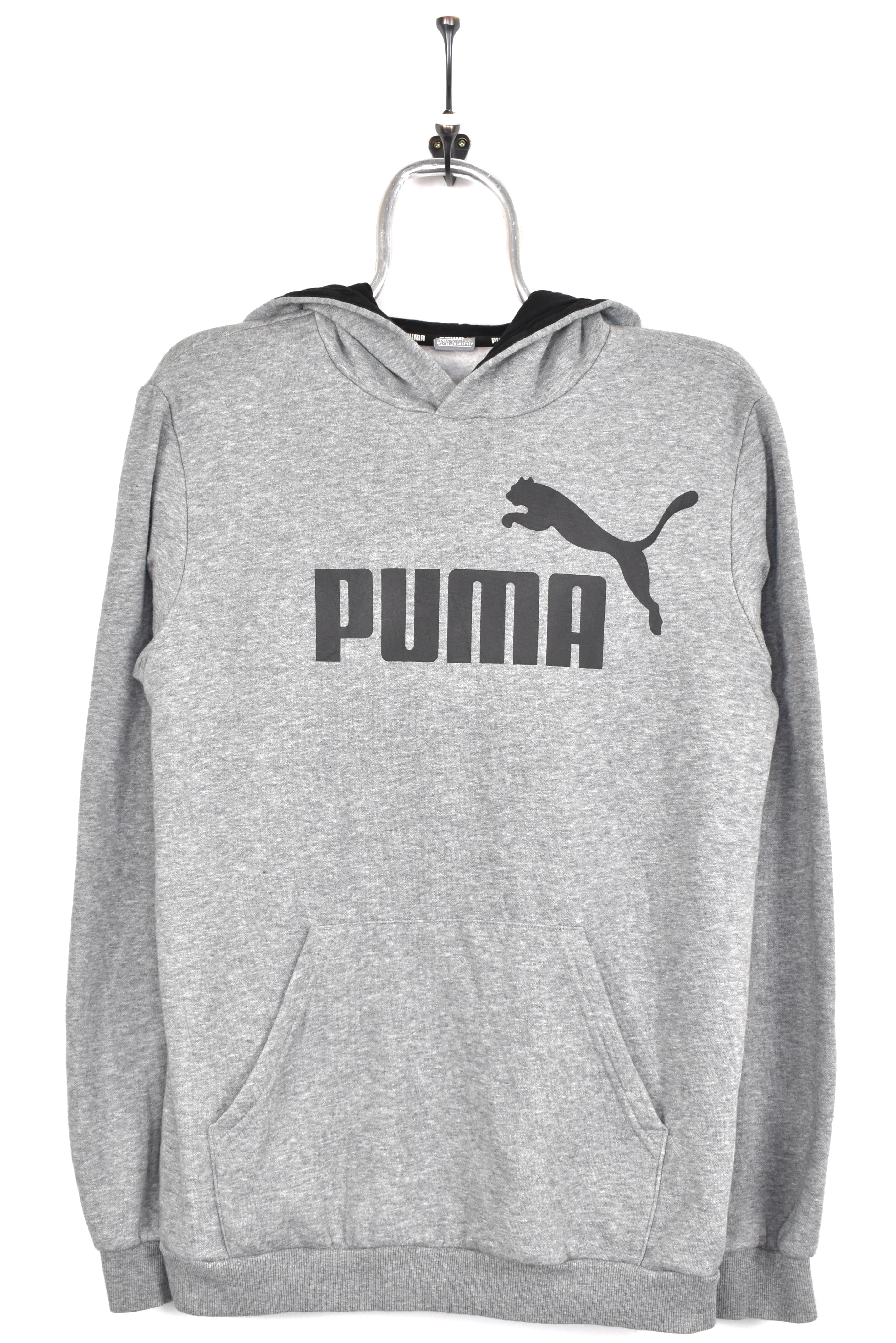 Modern Puma hoodie, grey graphic sweatshirt - AU M PUMA