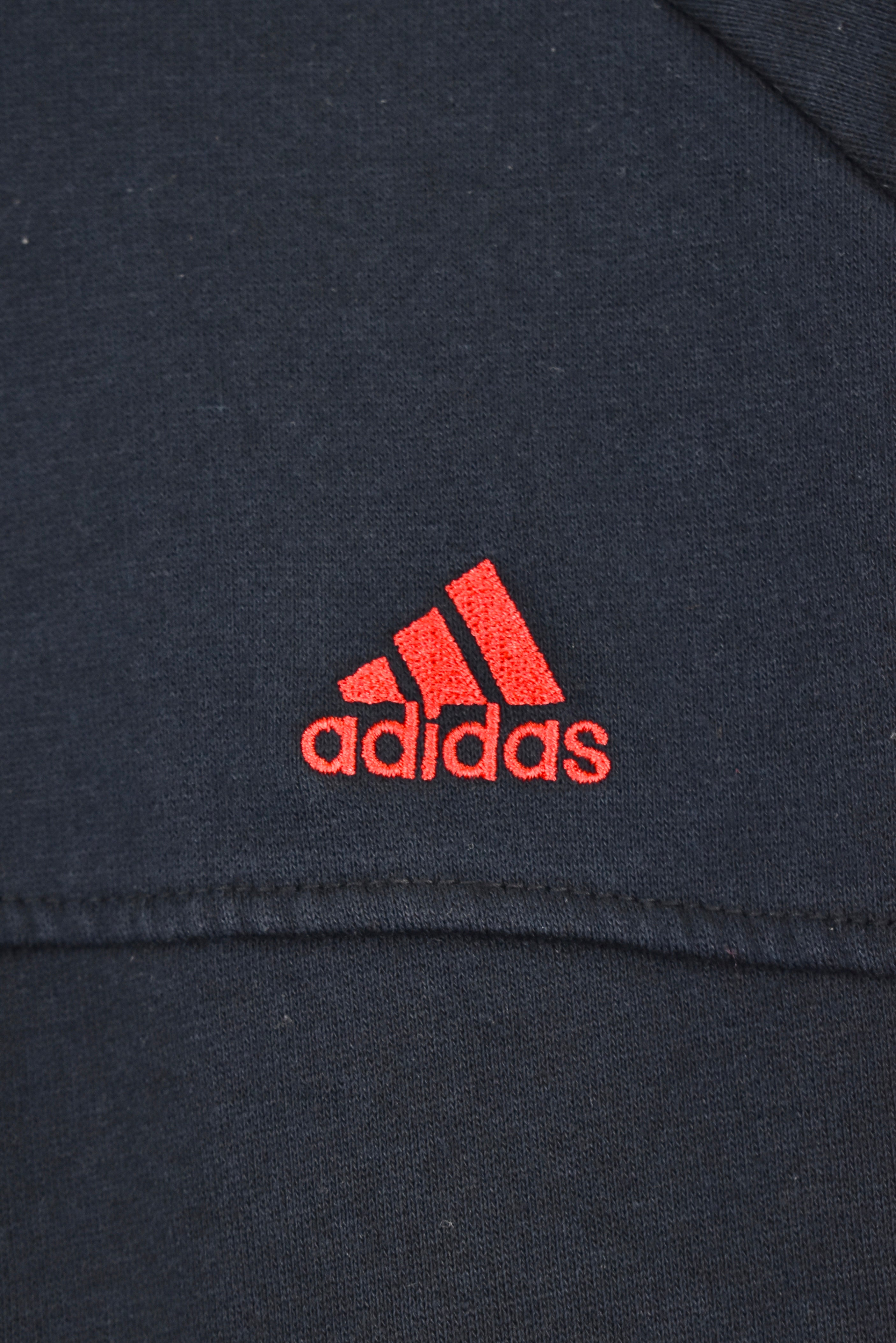 Modern Adidas hoodie, black embroidered sweatshirt - AU XL ADIDAS