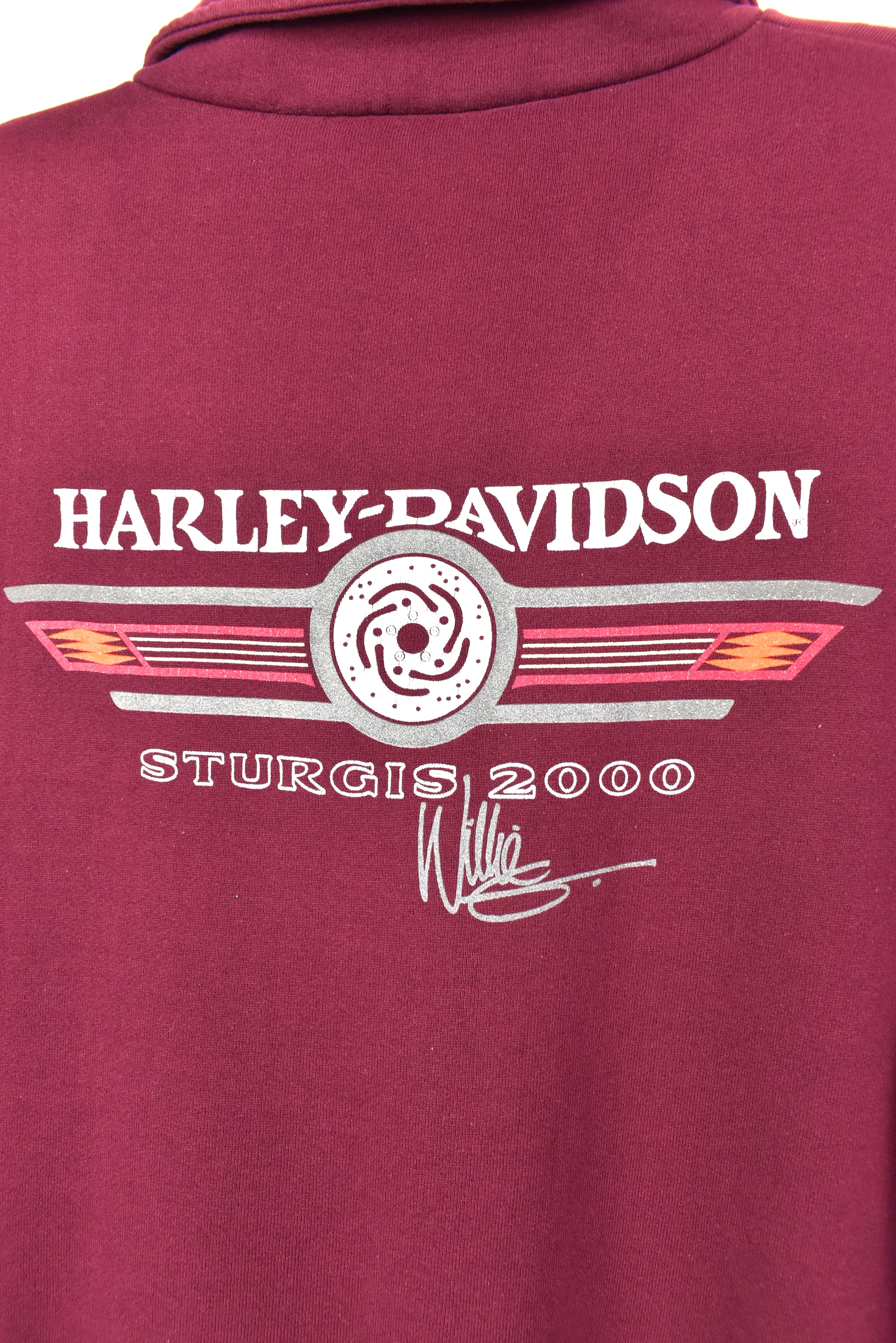 VINTAGE 2000 HARLEY DAVIDSON BURGUNDY 1/4 ZIP SWEATSHIRT | XL HARLEY DAVIDSON