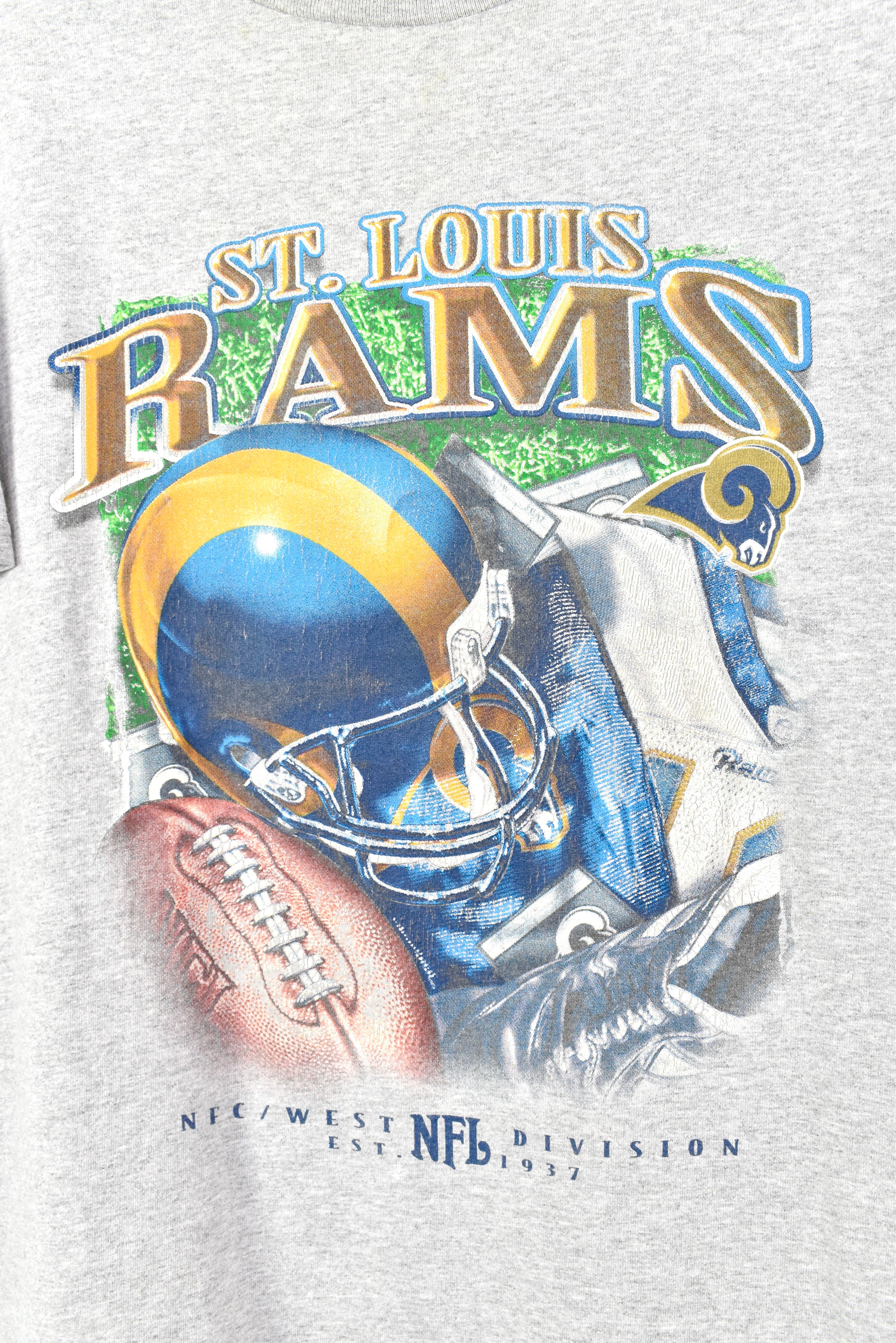 VINTAGE NFL ST. LOUIS RAMS GREY T-SHIRT | LARGE PRO SPORT