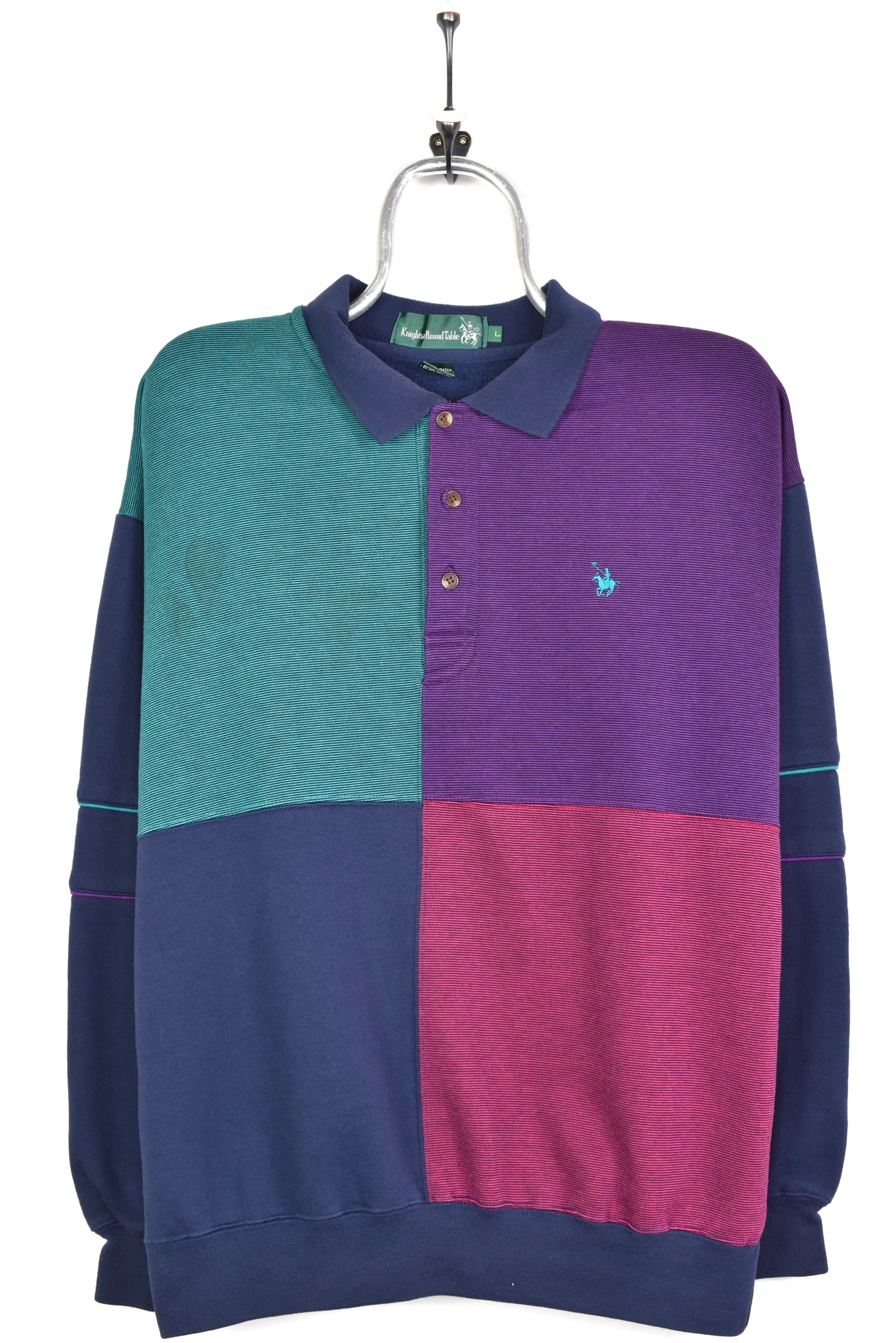 Vintage colour block embroidered sweatshirt | Large OTHER