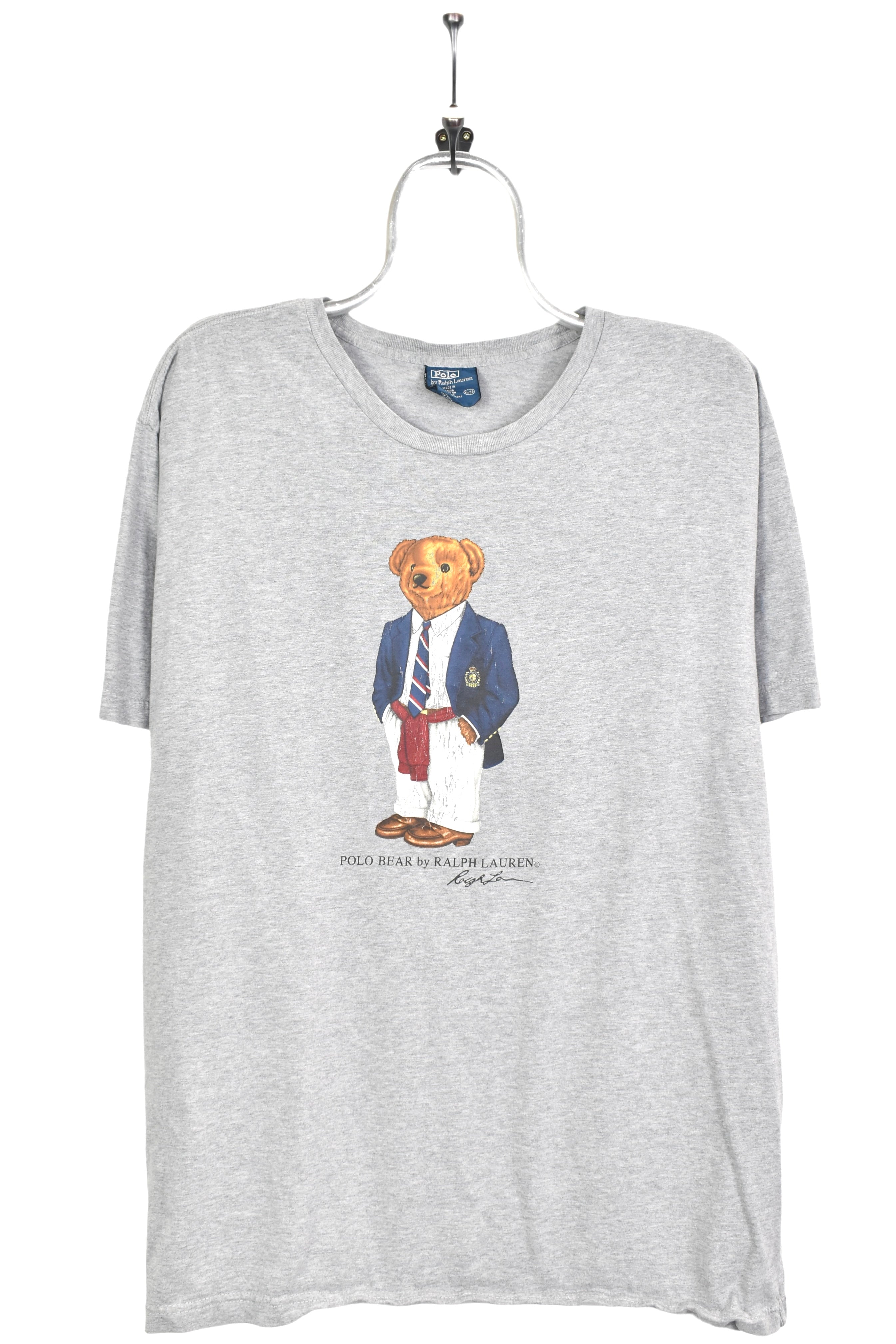 Vintage Ralph Lauren shirt, Polo bear graphic tee - XL, grey RALPH LAUREN