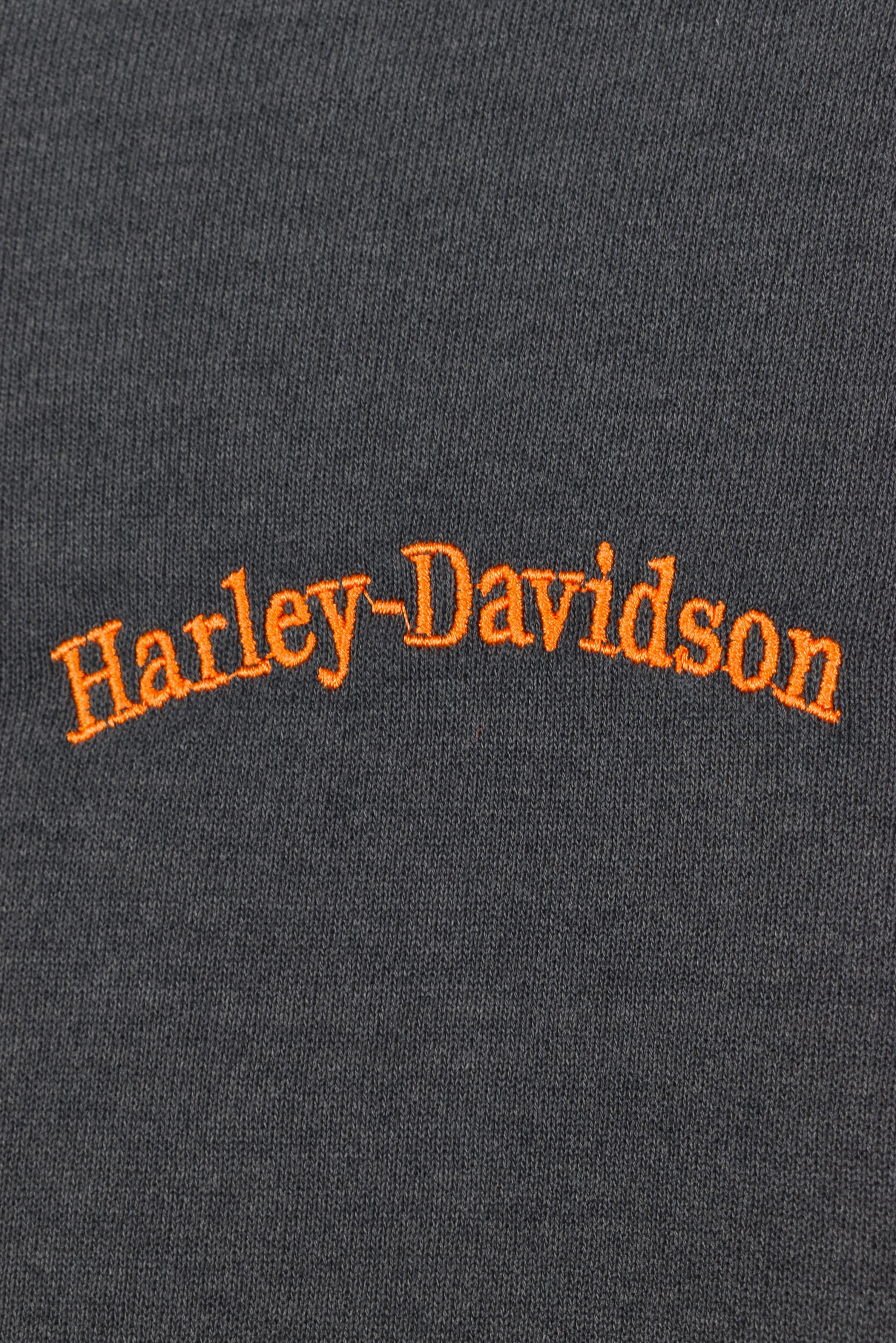 VINTAGE HARLEY DAVIDSON EMBROIDERED BLACK SWEATSHIRT | LARGE HARLEY DAVIDSON